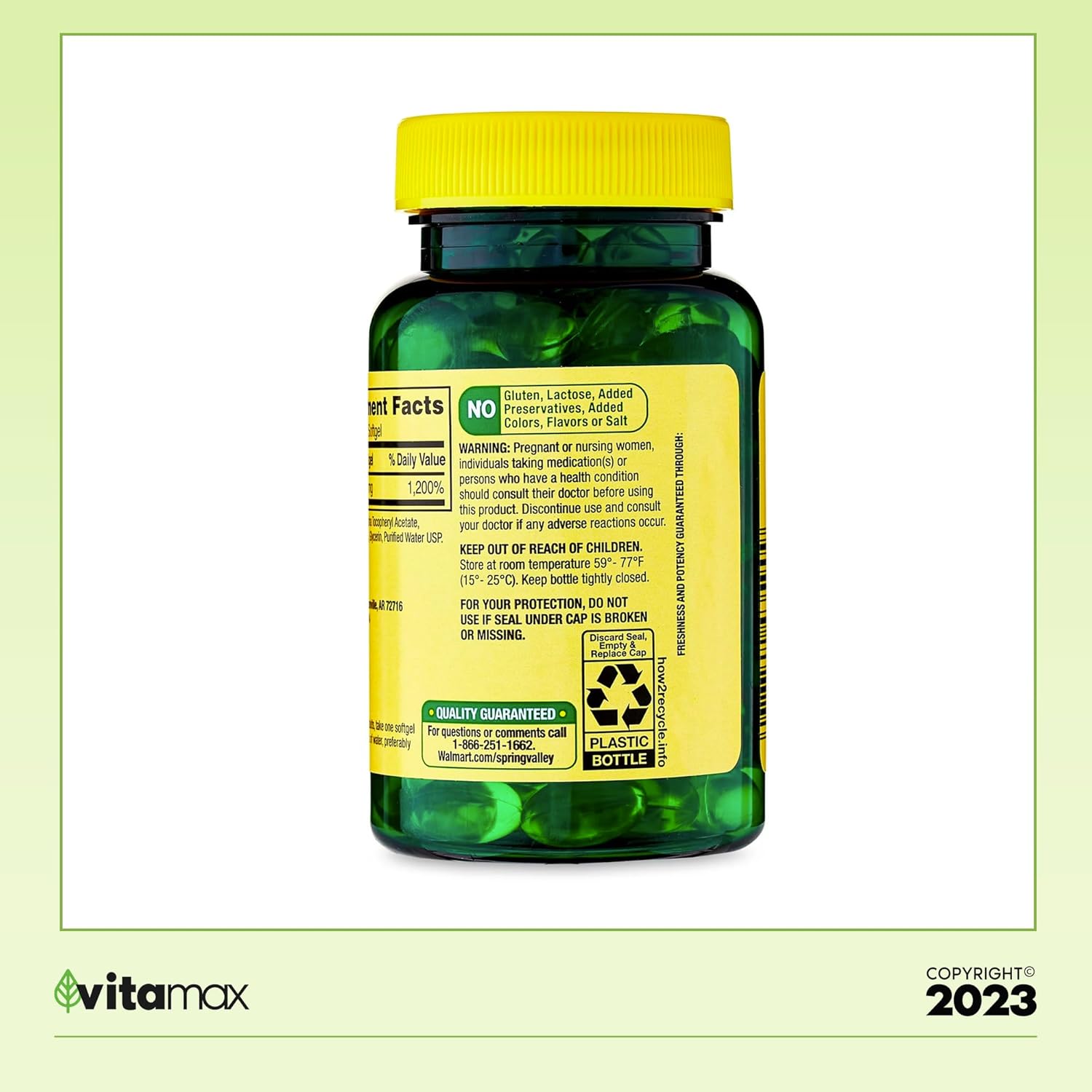 Heart Health Vitamin E Supplement Softgels - 180 mg (400 IU), 100 Count with VitaMax Vitamin Guide - 2 Items