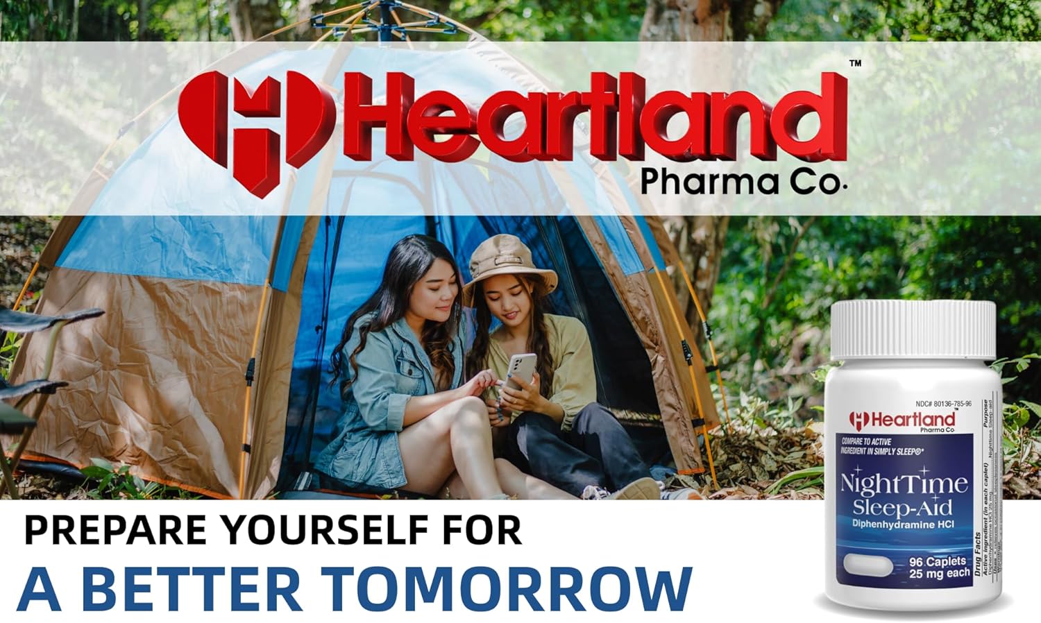 Heartland Pharma Diphenhydramine HCI 25mg Sleep Aid Caplets 96 Count - Extra Strong Adult Sleeping Pills - Natural Sleep Aids for Relief
