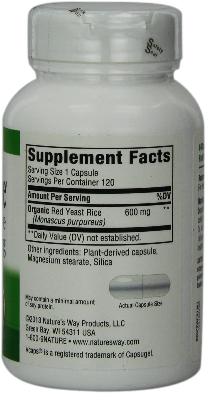 HeartSure Red Yeast Rice 600 mg - Natural Cardiovascular Support Supplement with 120 VCaps