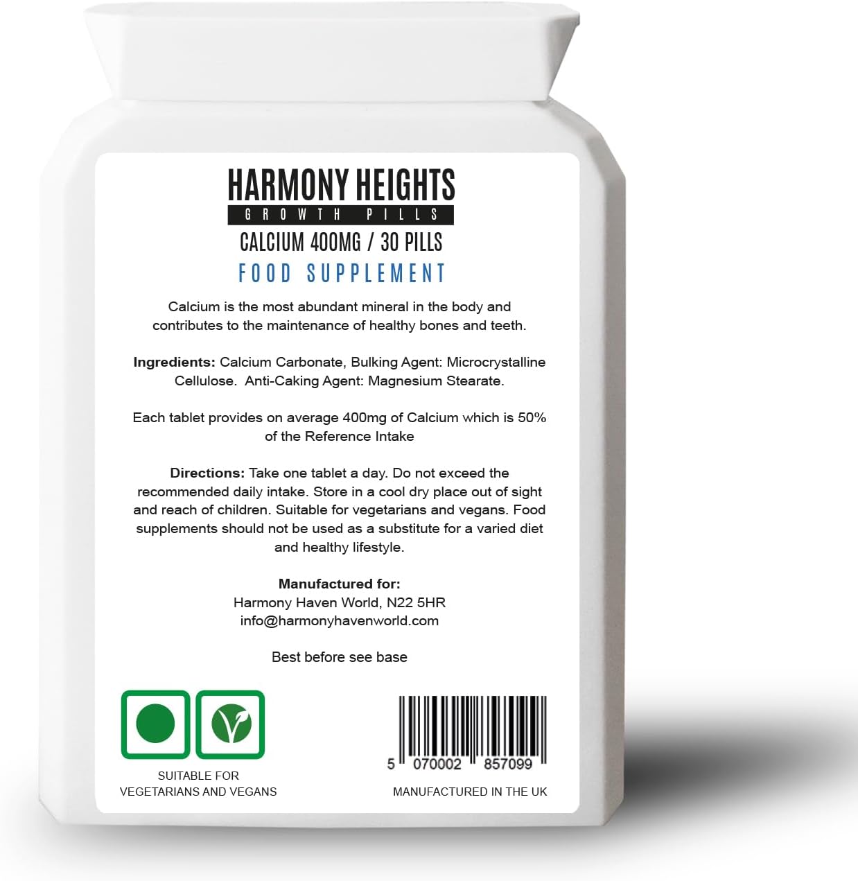 Height Enhancing Pills - Harmony Heights Growth Supplement 30 Capsules