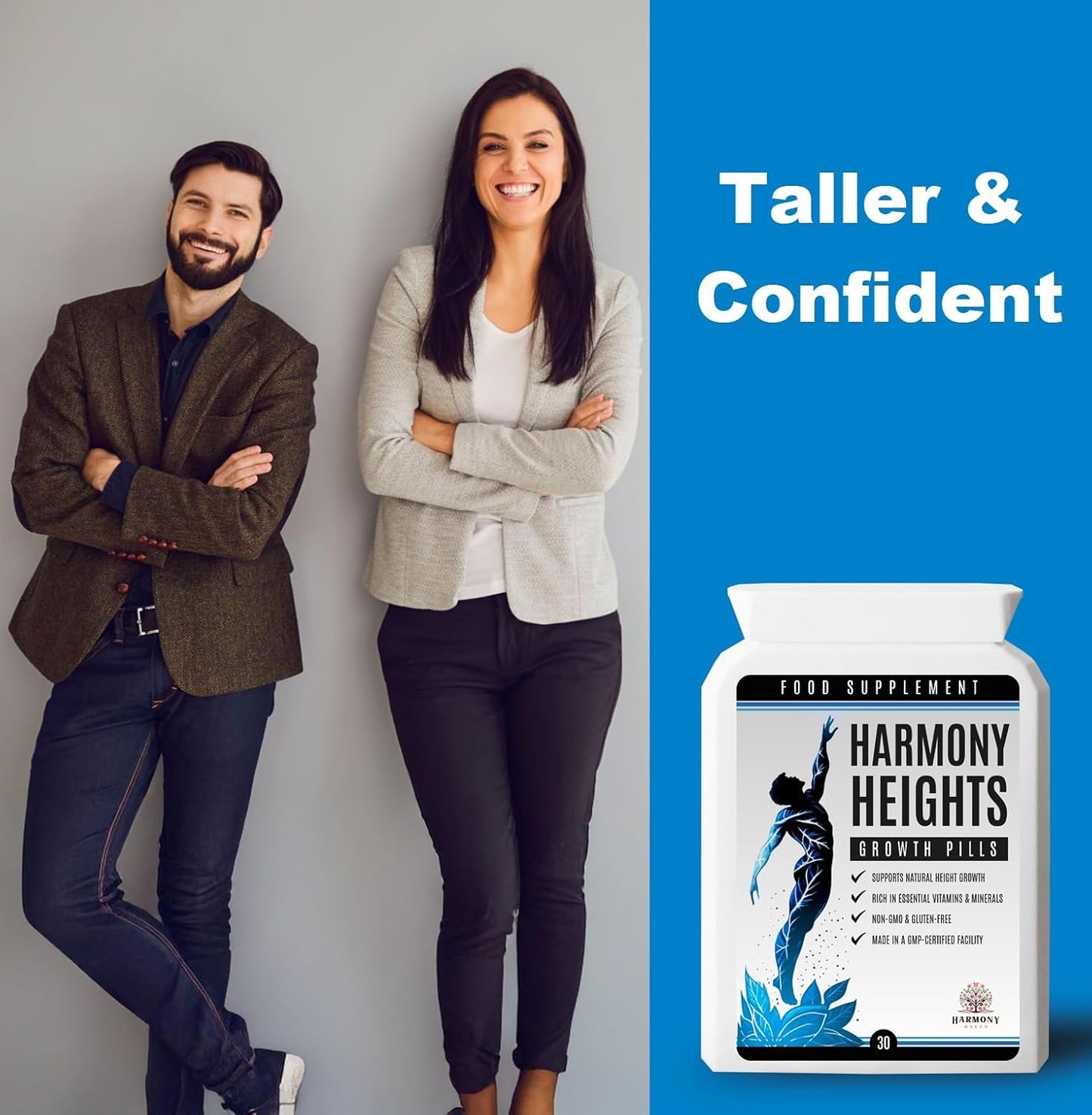 Height Enhancing Pills - Harmony Heights Growth Supplement 30 Capsules