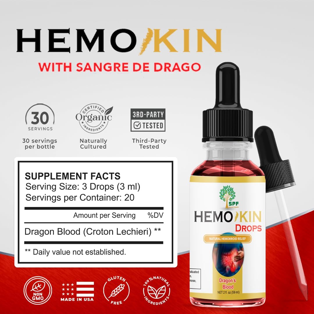 Hemokin Drops with Sangre de Drago for Healing Wounds and Digestive Health - 2 Oz