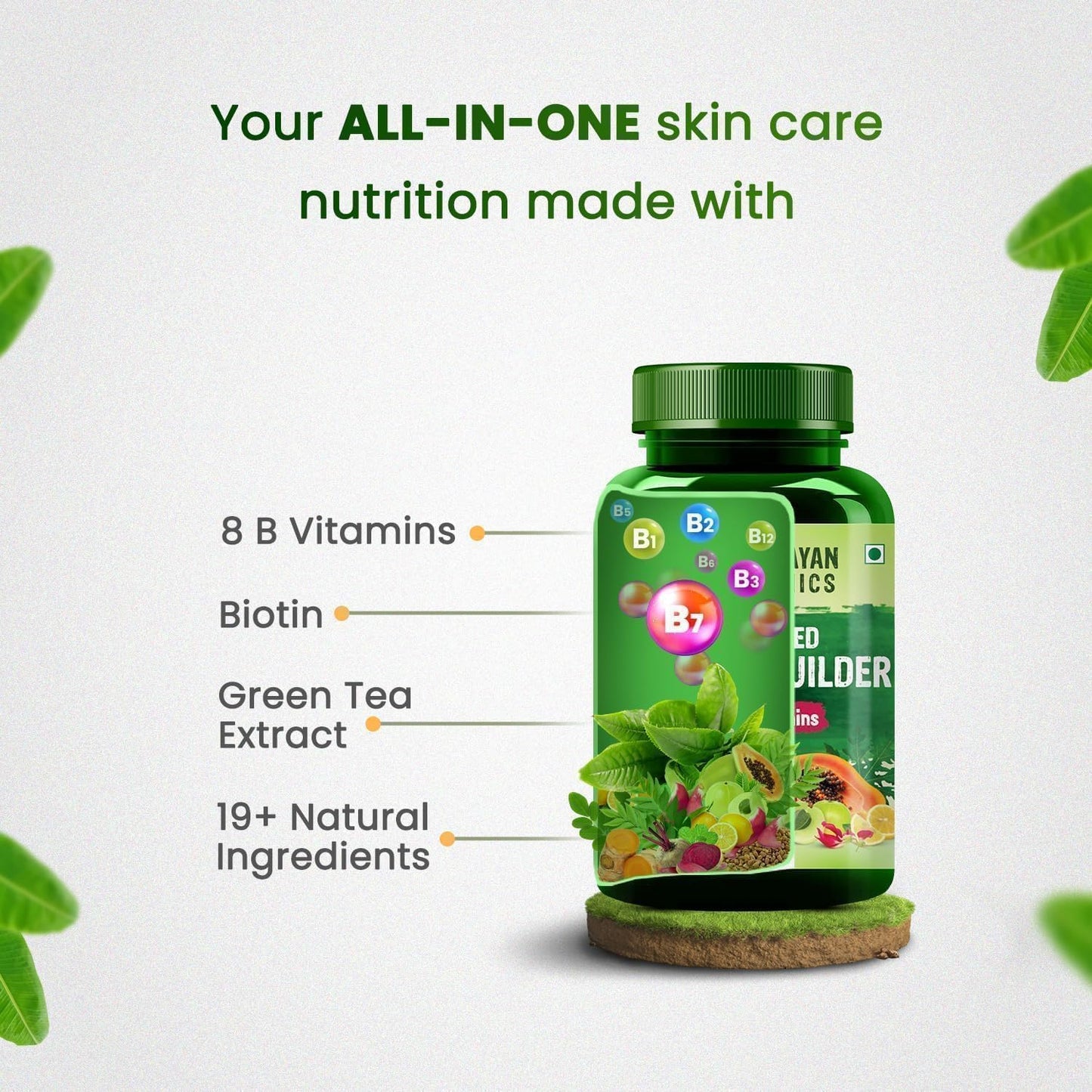 Herbal Plant-Based Collagen Booster in 90 Veg Capsules - Natural and Side Effect-Free Formula from Exportmart