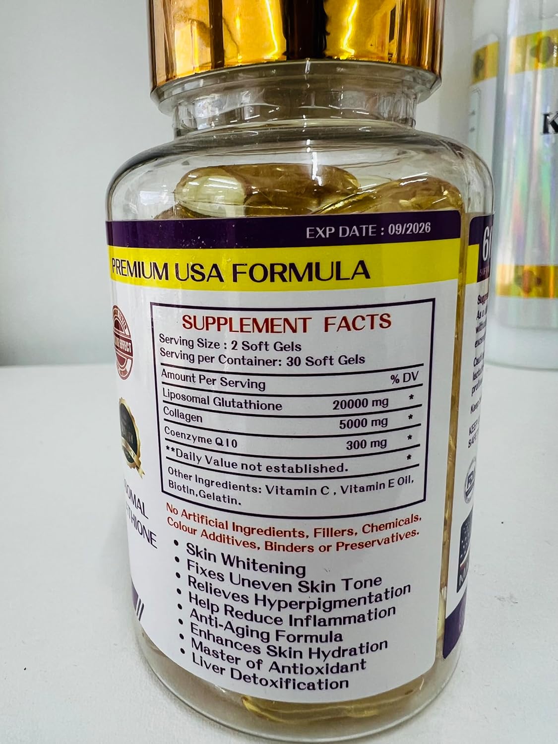 Herbal Skin Brightening Capsules with Glutathione for Anti-Aging and Antioxidant Detox