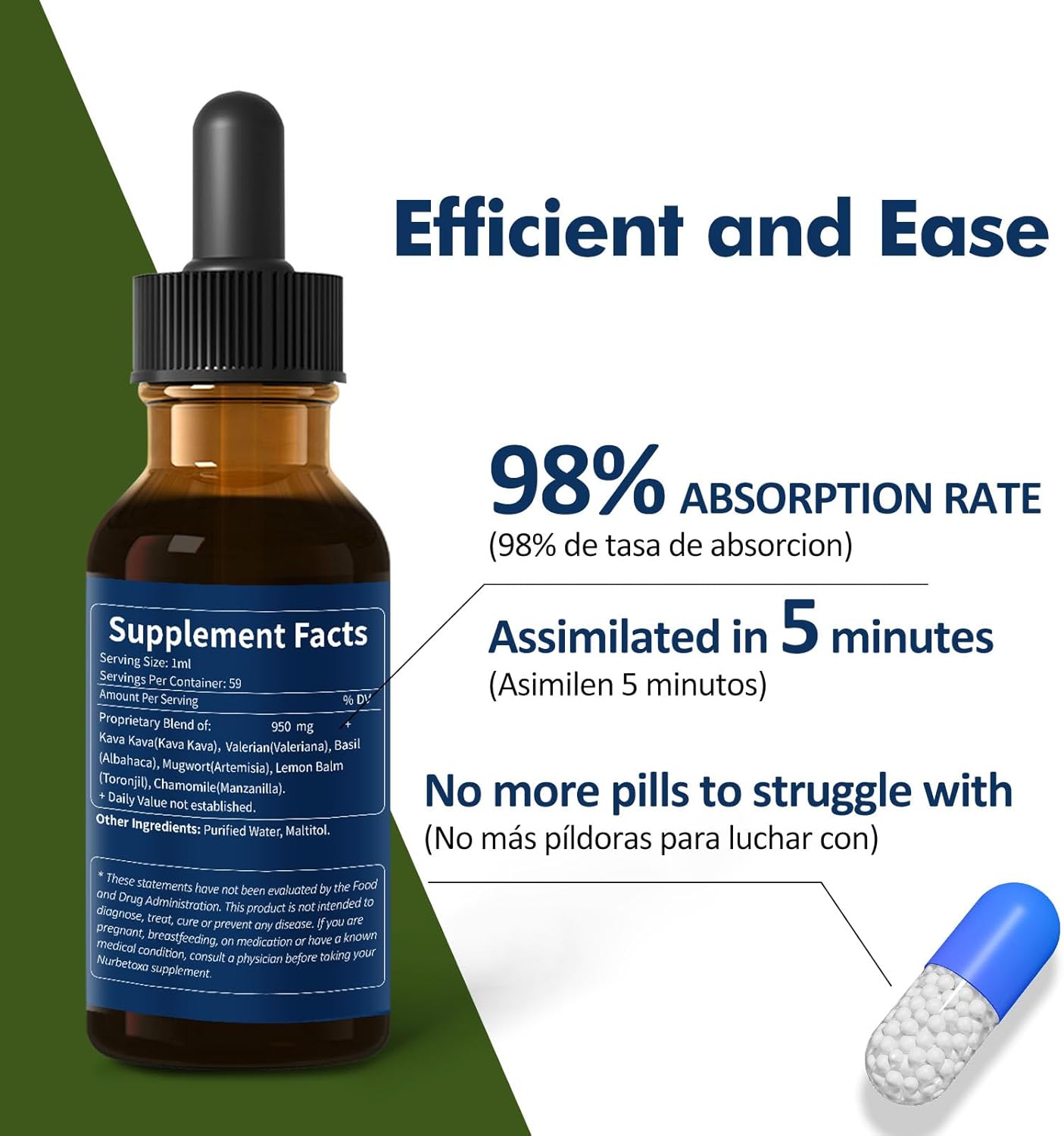 Herbal Tincture with Kava for Calming, Relaxation, and Better Sleep - 2oz Bottle