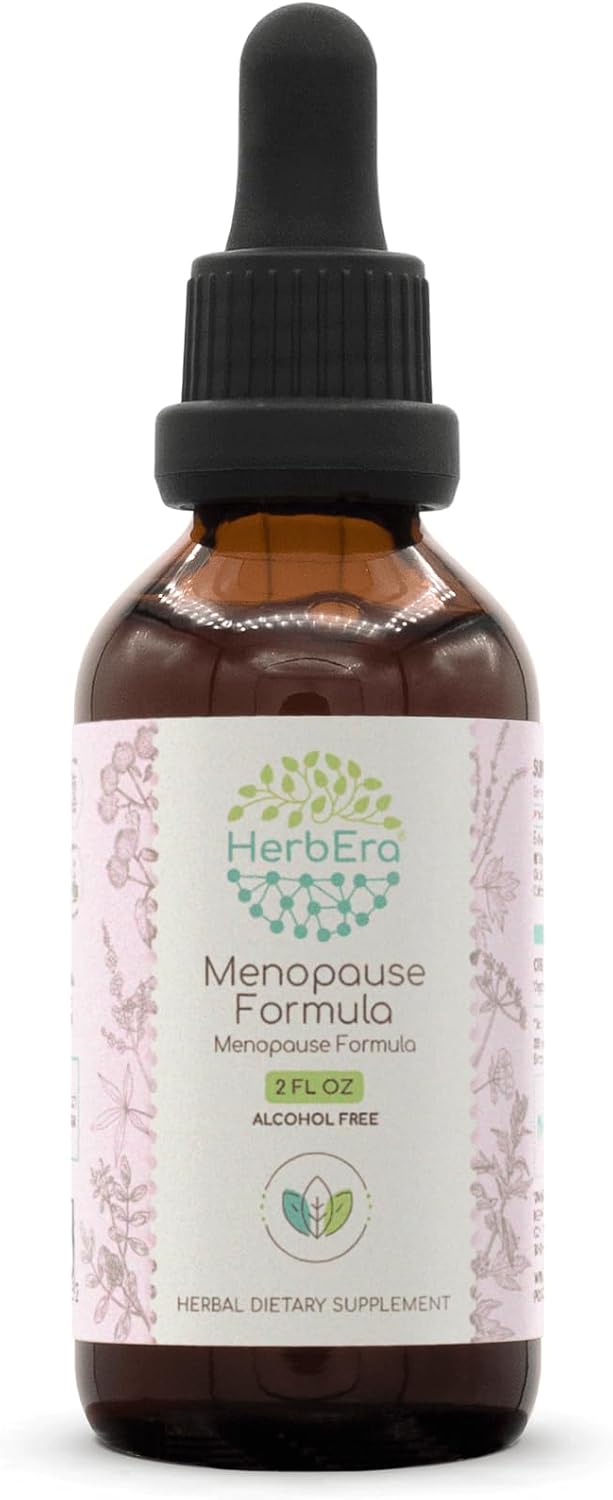 HerbEra Menopause Formula B60 Alcohol-Free Extract Tincture with Vitex Berry, Licorice, Motherwort, Dong Quai, Burdock, Black Cohosh - 2 Fl Oz
