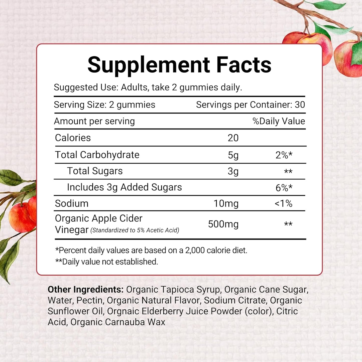 Herbion Naturals Organic Apple Cider Vinegar Gummies with "Mother" - Digestion & Detox Support - Vegan - USA Made - 3 Pack