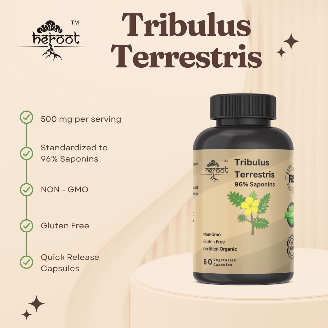Heroot Tribulus Terrestris Energy and Stamina Booster Supplement for Men and Women - 20 Capsules Pack