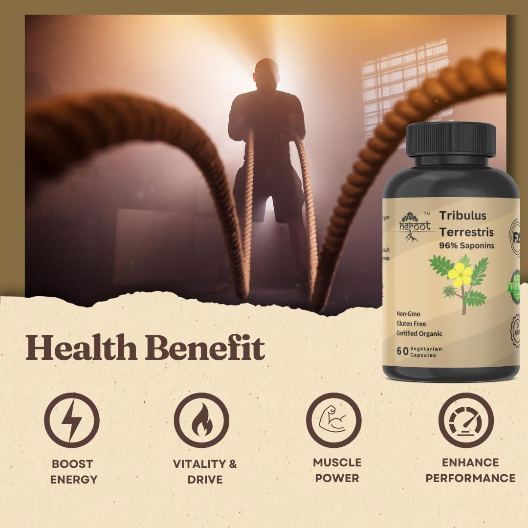 Heroot Tribulus Terrestris Energy and Stamina Booster Supplement for Men and Women - 20 Capsules Pack