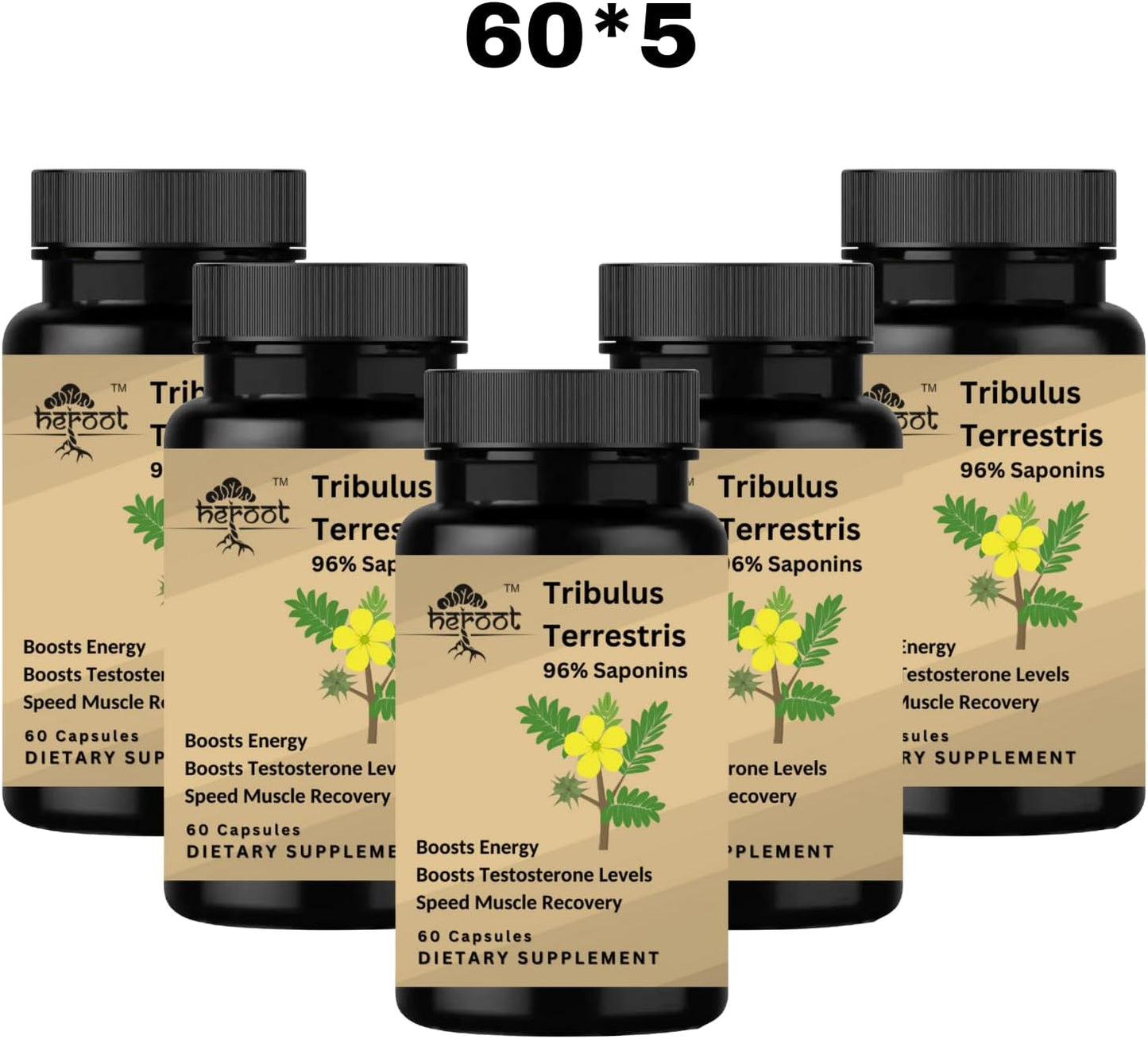Heroot Tribulus Terrestris Energy Booster Supplement for Men and Women - 60 Capsules for Stamina and Vitality