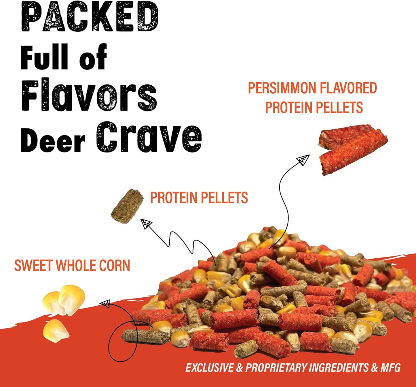 Herron Outdoors 4-4-2 Persimmon Protein Pellets & Whole Corn Deer Attractant - Feed Enhancer for Whitetail Deer - 5lbs