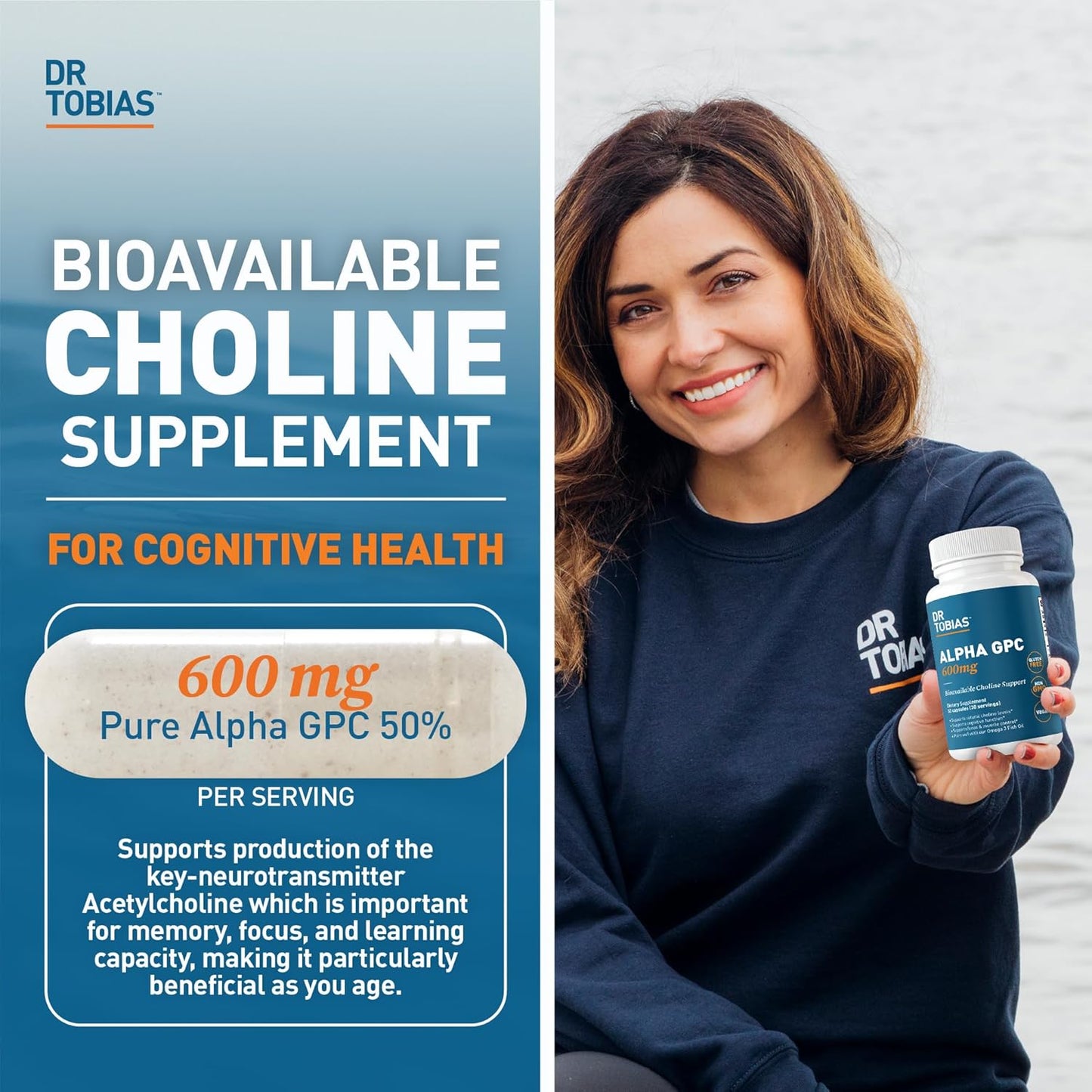 High Absorption Dr. Tobias Alpha GPC & Magnesium Bisglycinate Supplements for Brain Function & Health