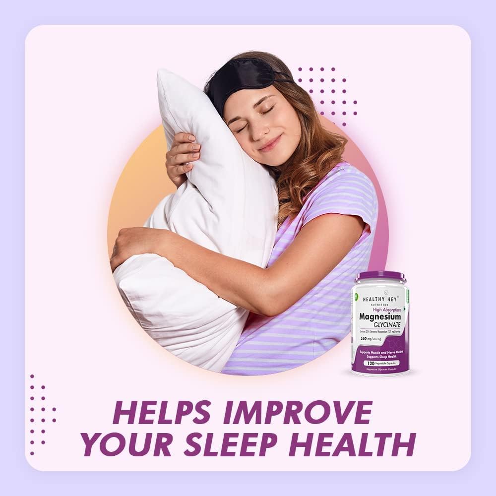 High Absorption Magnesium Glycinate Capsules for Sleep, Cramps, Nerves - 120 Vegetarian Capsules
