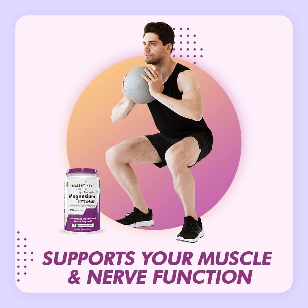 High Absorption Magnesium Glycinate Capsules for Sleep, Cramps, Nerves - 120 Vegetarian Capsules