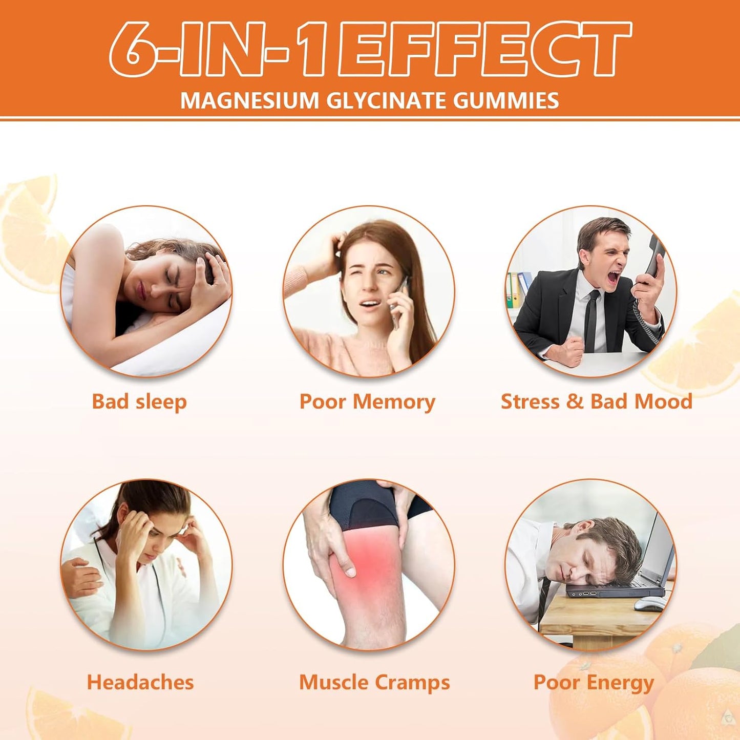 High Absorption Magnesium Gummies 600mg with K2 & D3 for Sleep, Stress Relief, Nerve Support - Orange Flavored (60 CT)