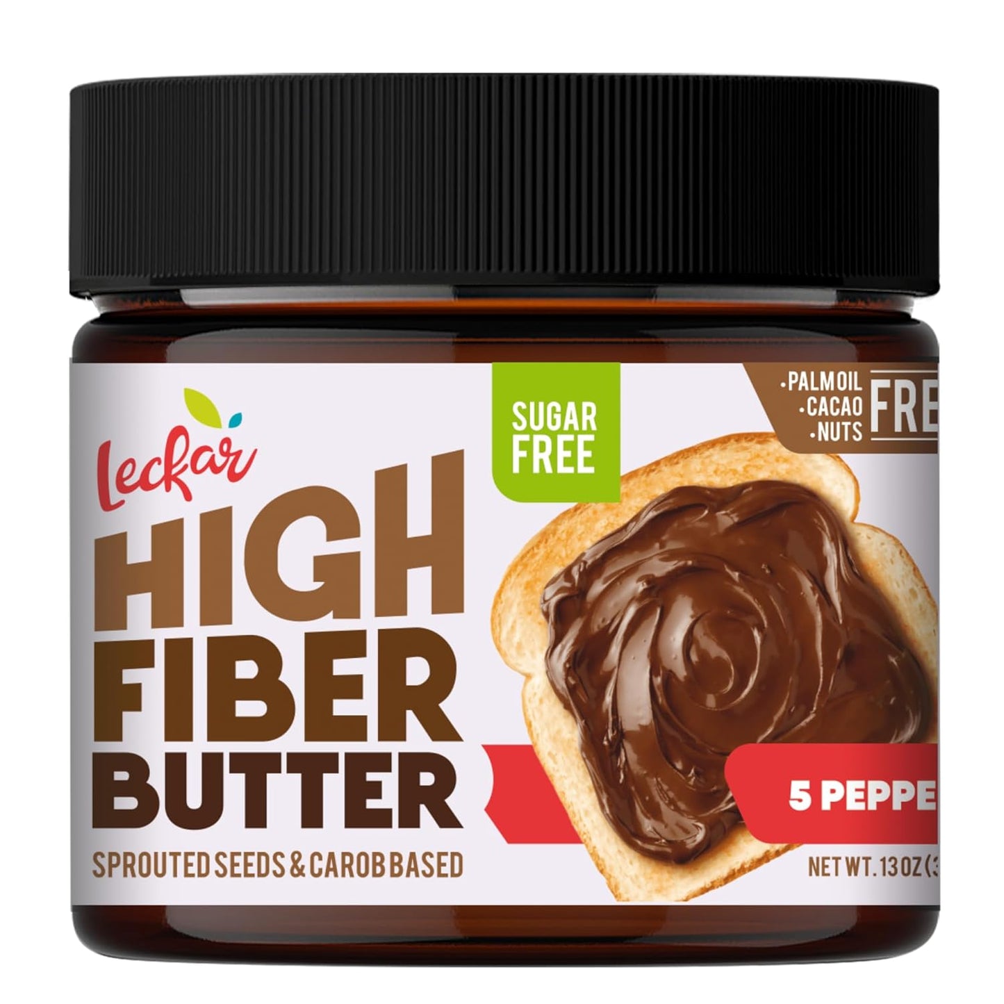 High Fiber Butter with Carob Powder and Sprouted Seeds - Keto Friendly, Sugar Free Topping for Healthy Treats