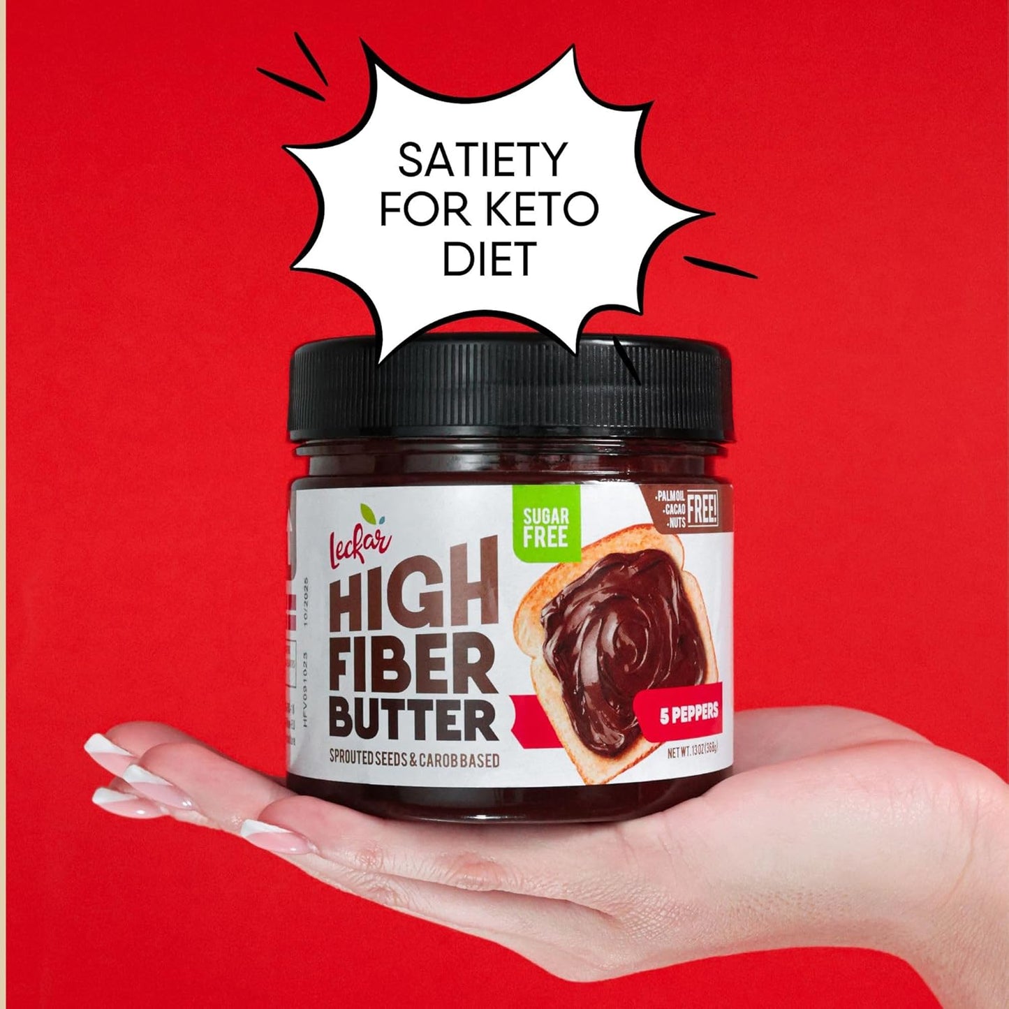 High Fiber Butter with Carob Powder and Sprouted Seeds - Keto Friendly, Sugar Free Topping for Healthy Treats