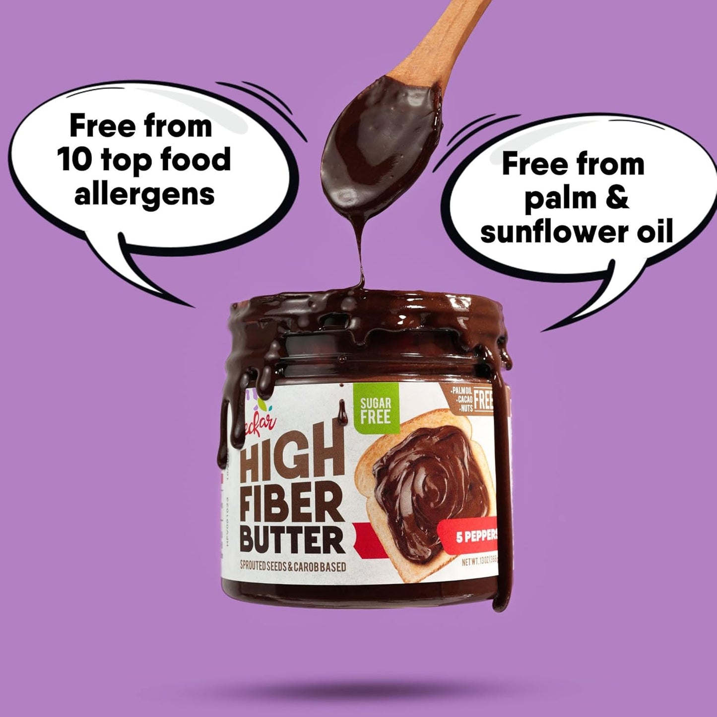 High Fiber Butter with Carob Powder and Sprouted Seeds - Keto Friendly, Sugar Free Topping for Healthy Treats
