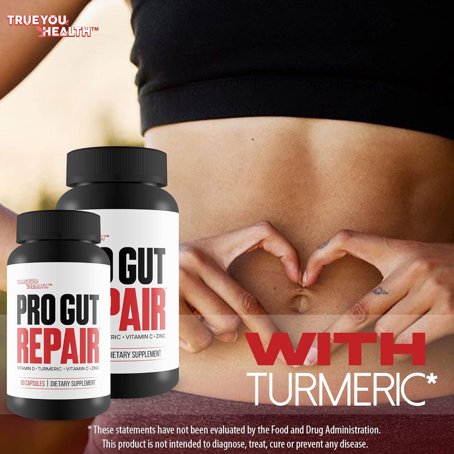 High Fiber Gut Repair Supplements with Vitamin C, Vitamin D, Turmeric, and Zinc - Promote Digestive Health and Support Gut Lining Repair - Natural Formula for Leaky Gut Repair