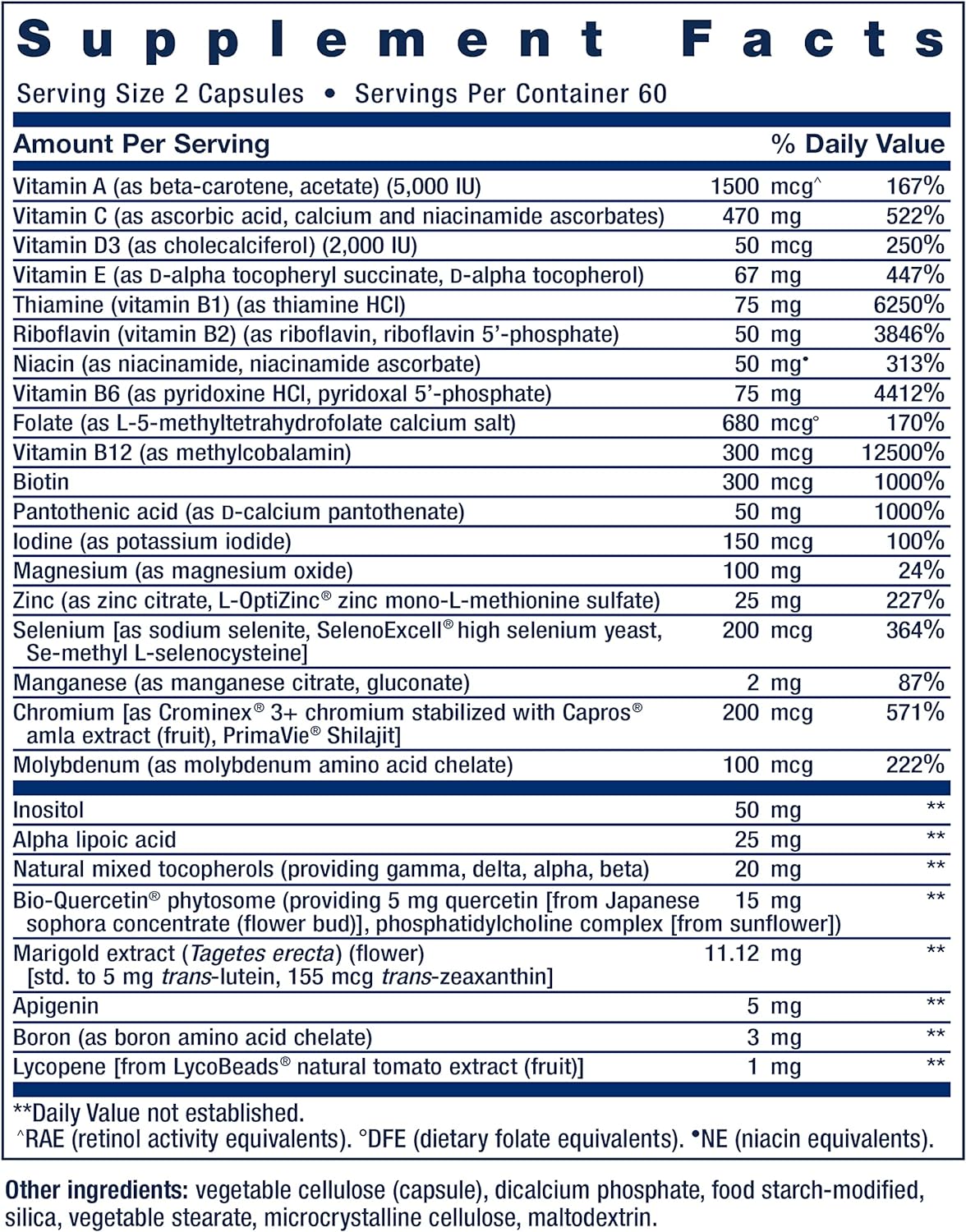 High Potency 2-Per-Day Multivitamin 240 Tablets & Capsules - Vitamin B, C, D, Zinc & 25+ Nutrients & Extracts for Life Extension