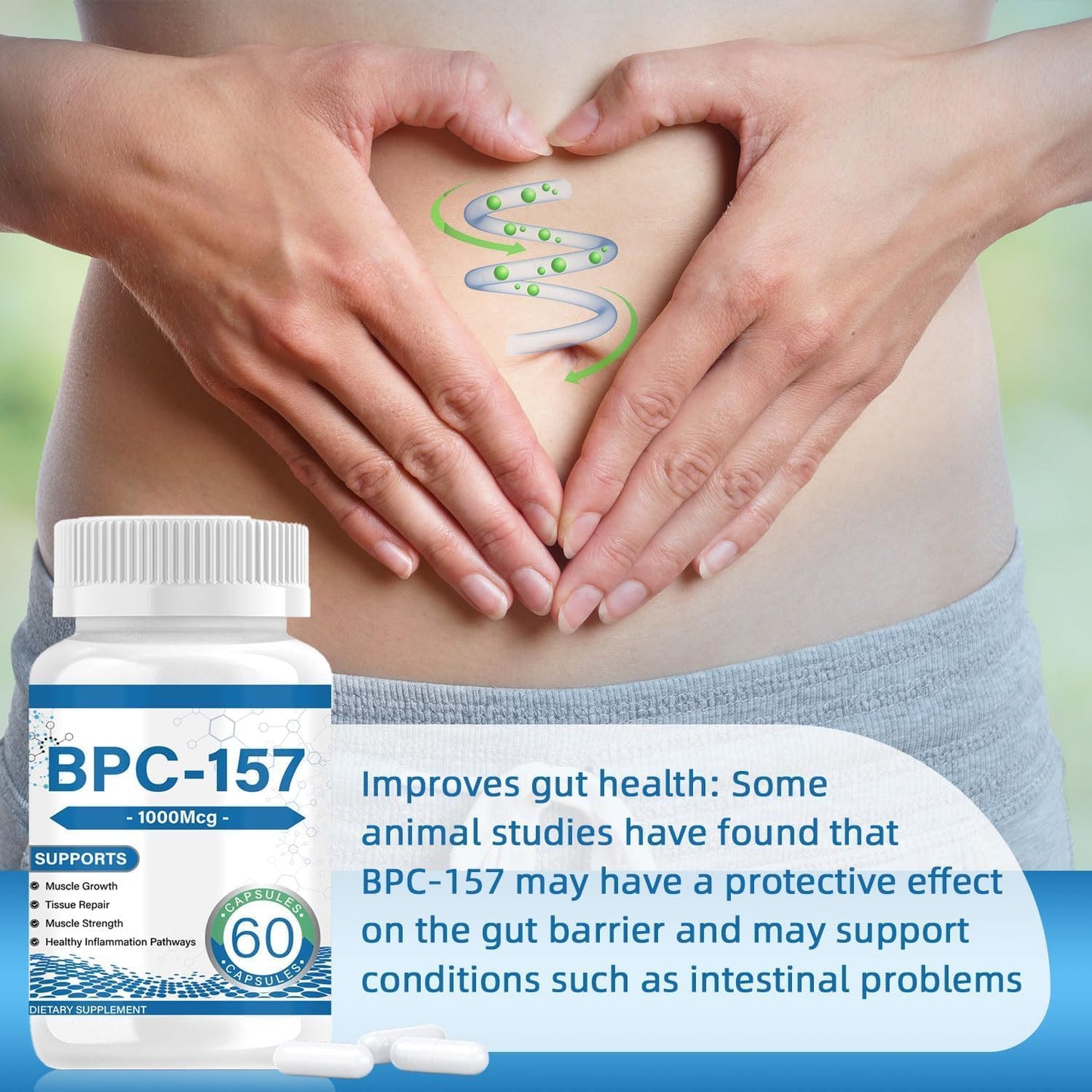 High Potency Enttgo BPC-157 Capsules for Muscle Recovery & Gut Healing - Advanced Protective Compound for Athletes - Non-GMO & Gluten Free - 60 Capsules, 1000 mcg