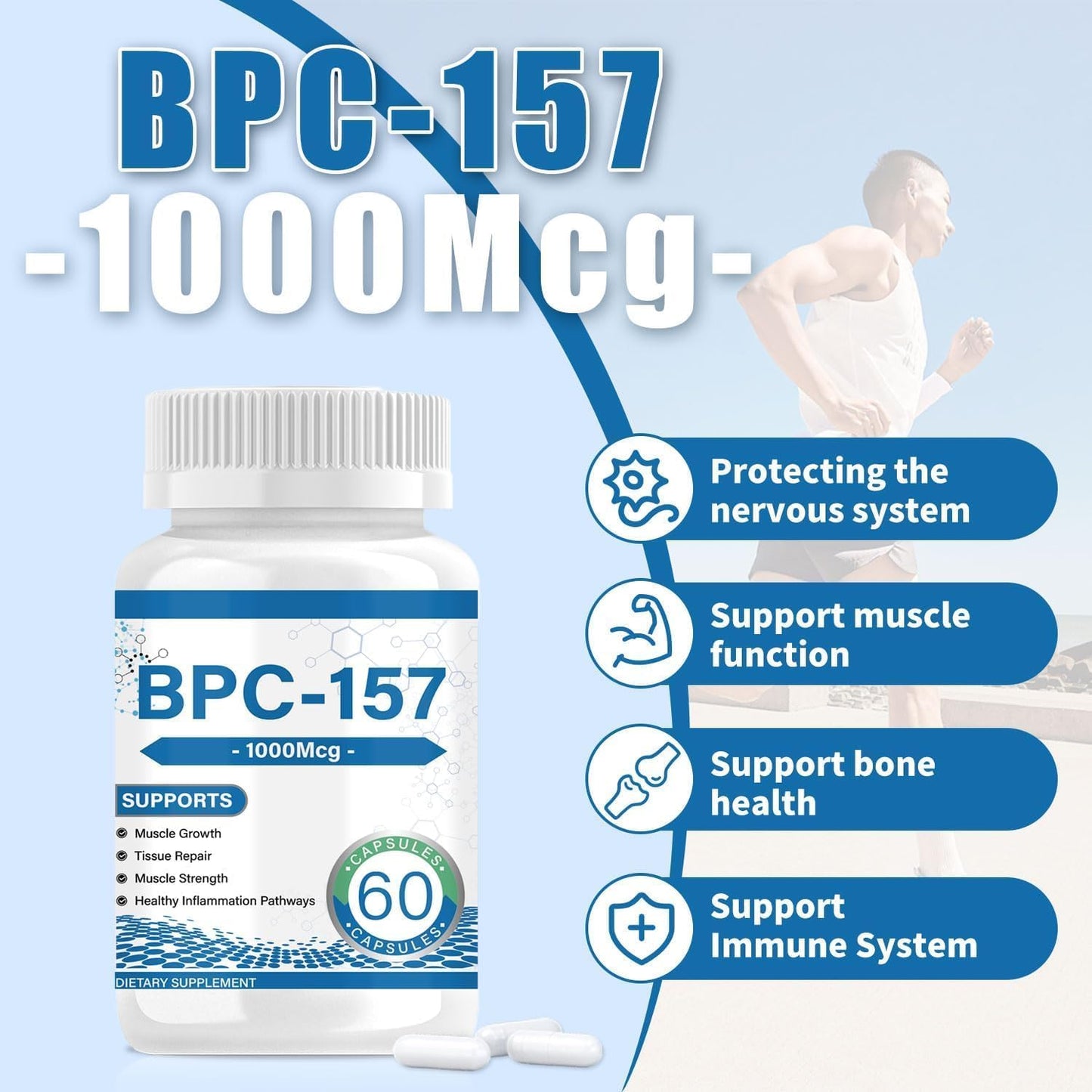 High Potency Enttgo BPC-157 Capsules for Muscle Recovery & Gut Healing - Advanced Protective Compound for Athletes - Non-GMO & Gluten Free - 60 Capsules, 1000 mcg