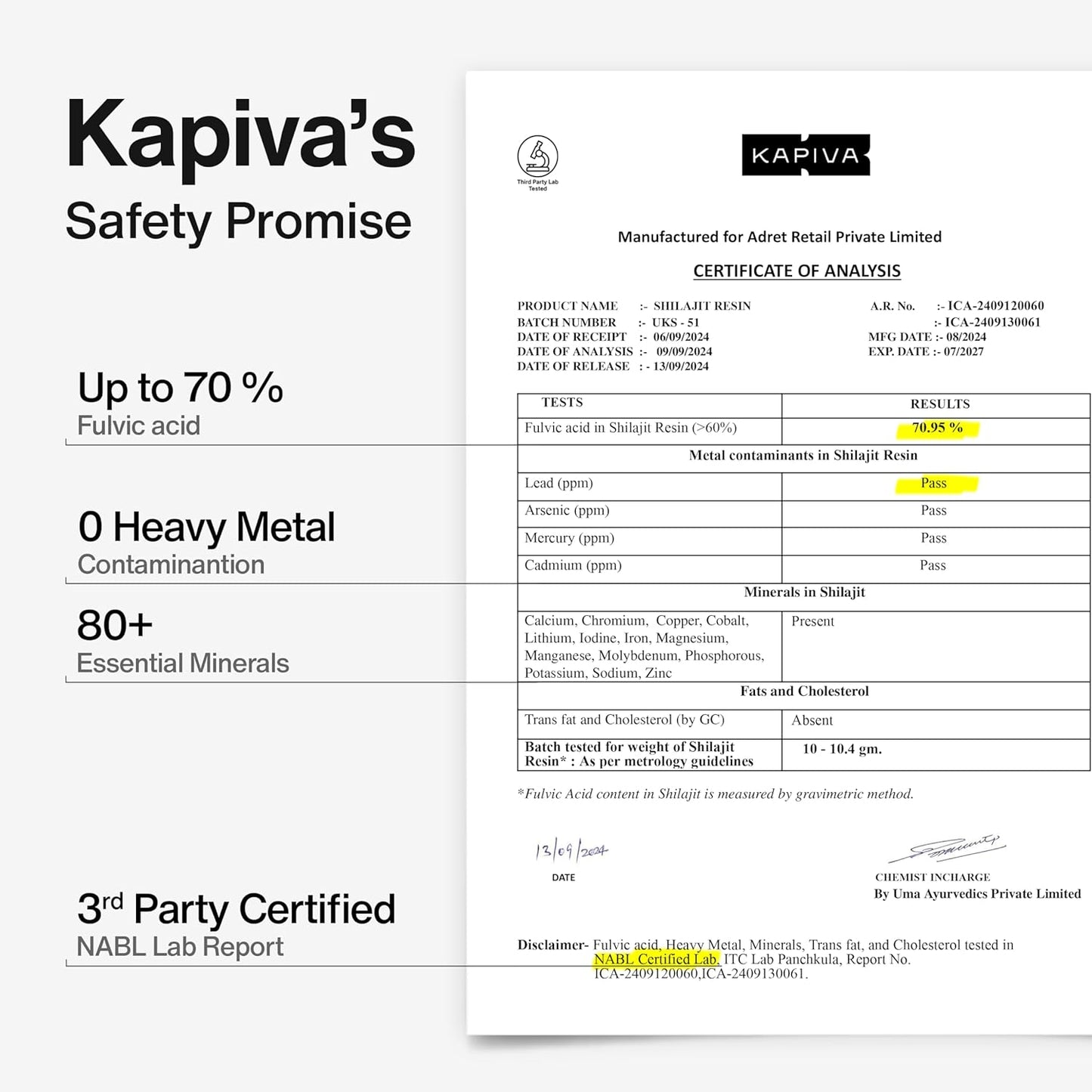 High Potency Kapiva Himalayan Shilajit Resin for Men & Women | 80 Servings, 250mg | 80+ Trace Minerals, 70% Fulvic Acid | Authentic, Lab Tested | Natural Energy & Immune Boost