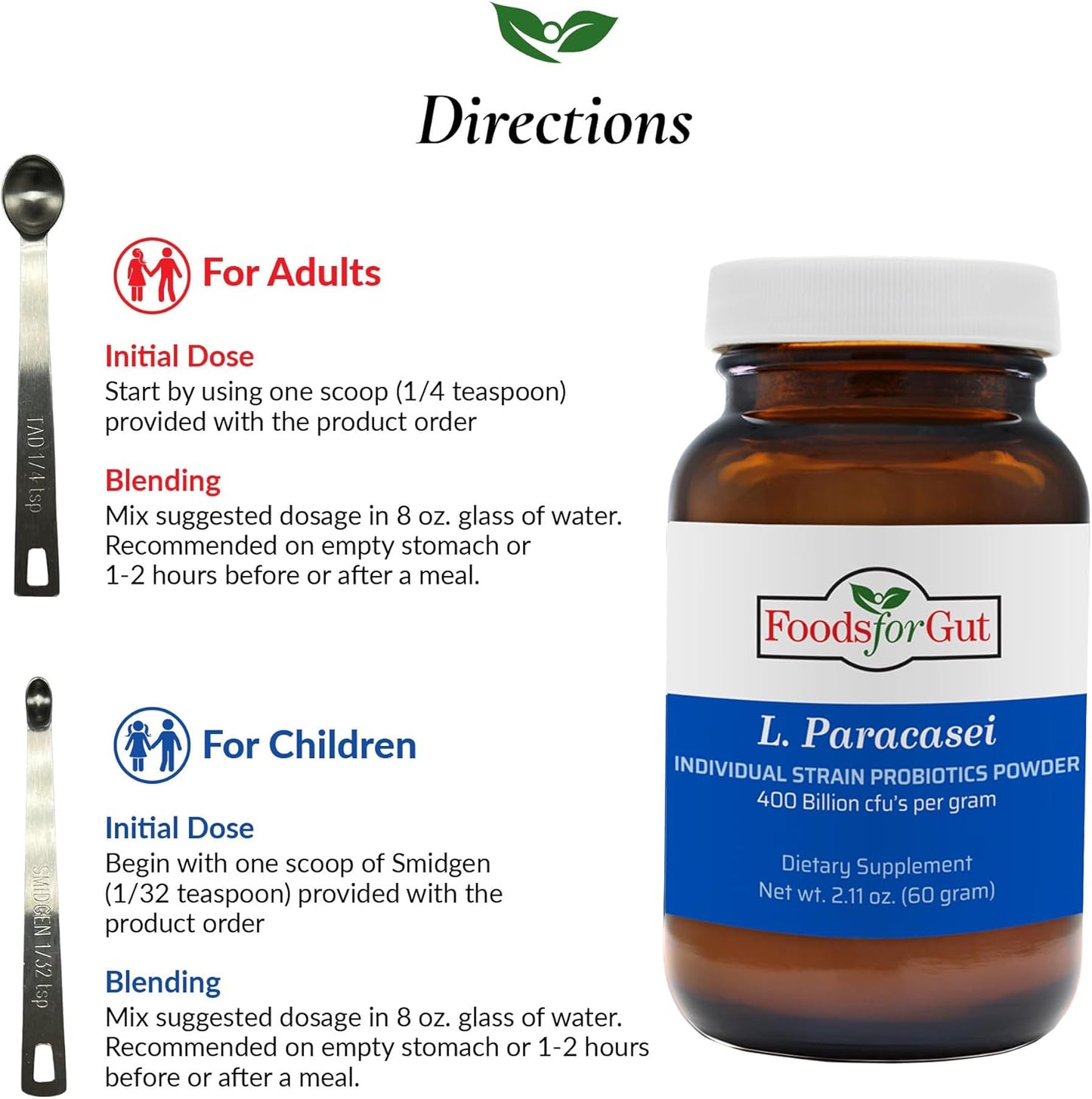High Potency Lactobacillus Paracasei Probiotic Powder - 400 Billion cfu's - Made in USA - 60 Grams - Digestive & Immune Support