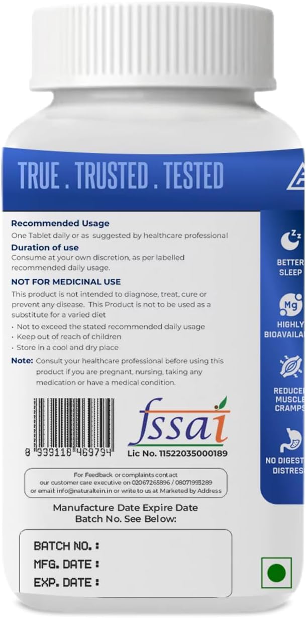 High Potency Magnesium Glycinate Supplement - 121mg Elemental Magnesium, 555mg Once Daily, Chelated Bisglycinate for Better Health & Sleep - Men & Women