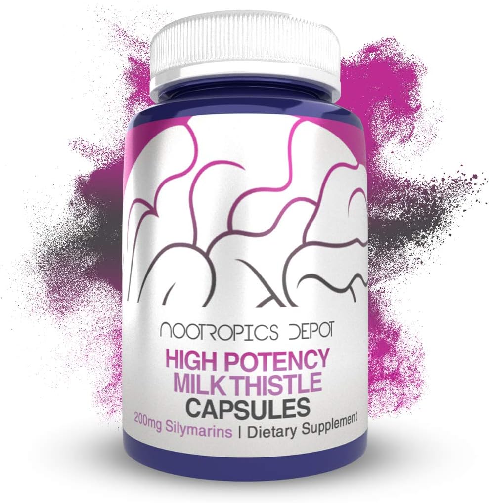High Potency Milk Thistle Extract Capsules | 200mg Silymarins | 120 Count | Nootropics Depot