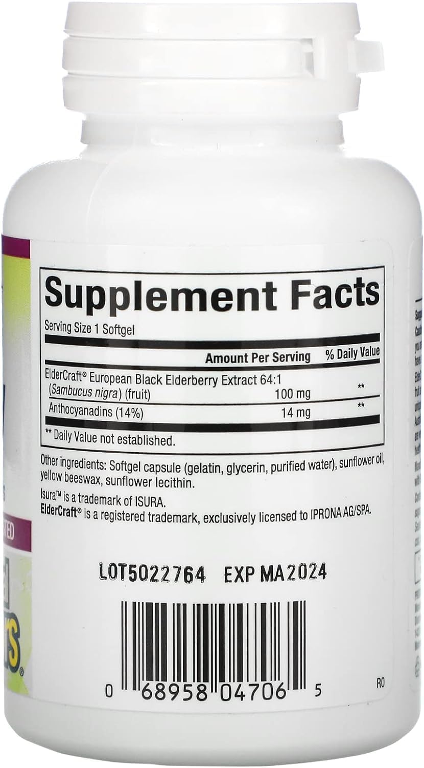 High-Potency Natural Factors Black Elderberry Softgels - 100mg, 60 Count