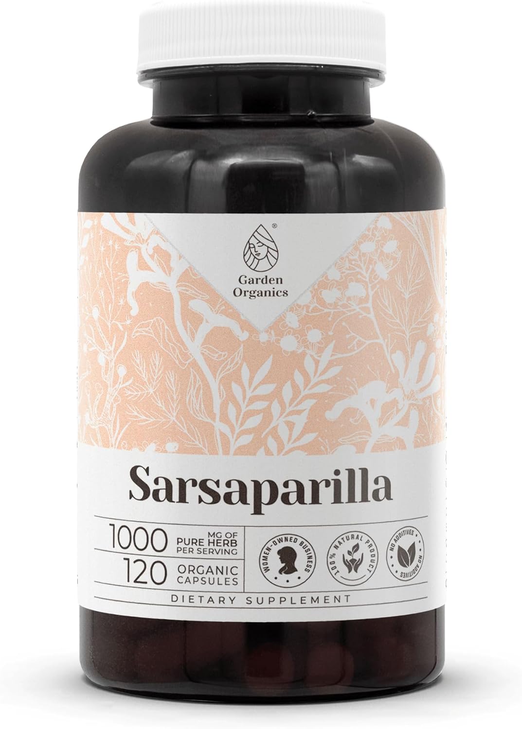 High-Potency Organic Sarsaparilla Capsules - Herbal Dietary Supplement with Vegetable Capsules - 120 Count