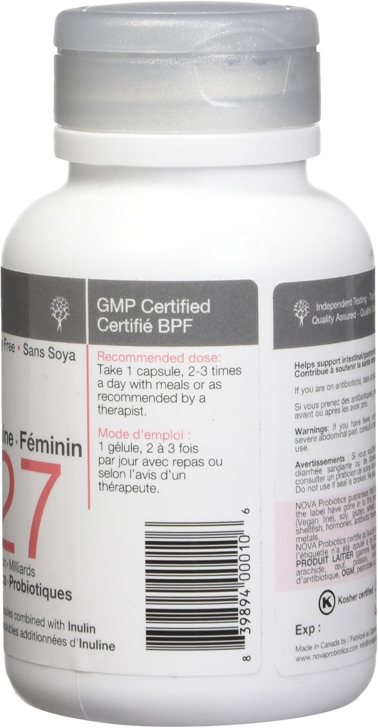 High Potency Probiotic Supplement for Women - 27 Billion CFUs - 60 Vegan Capsules