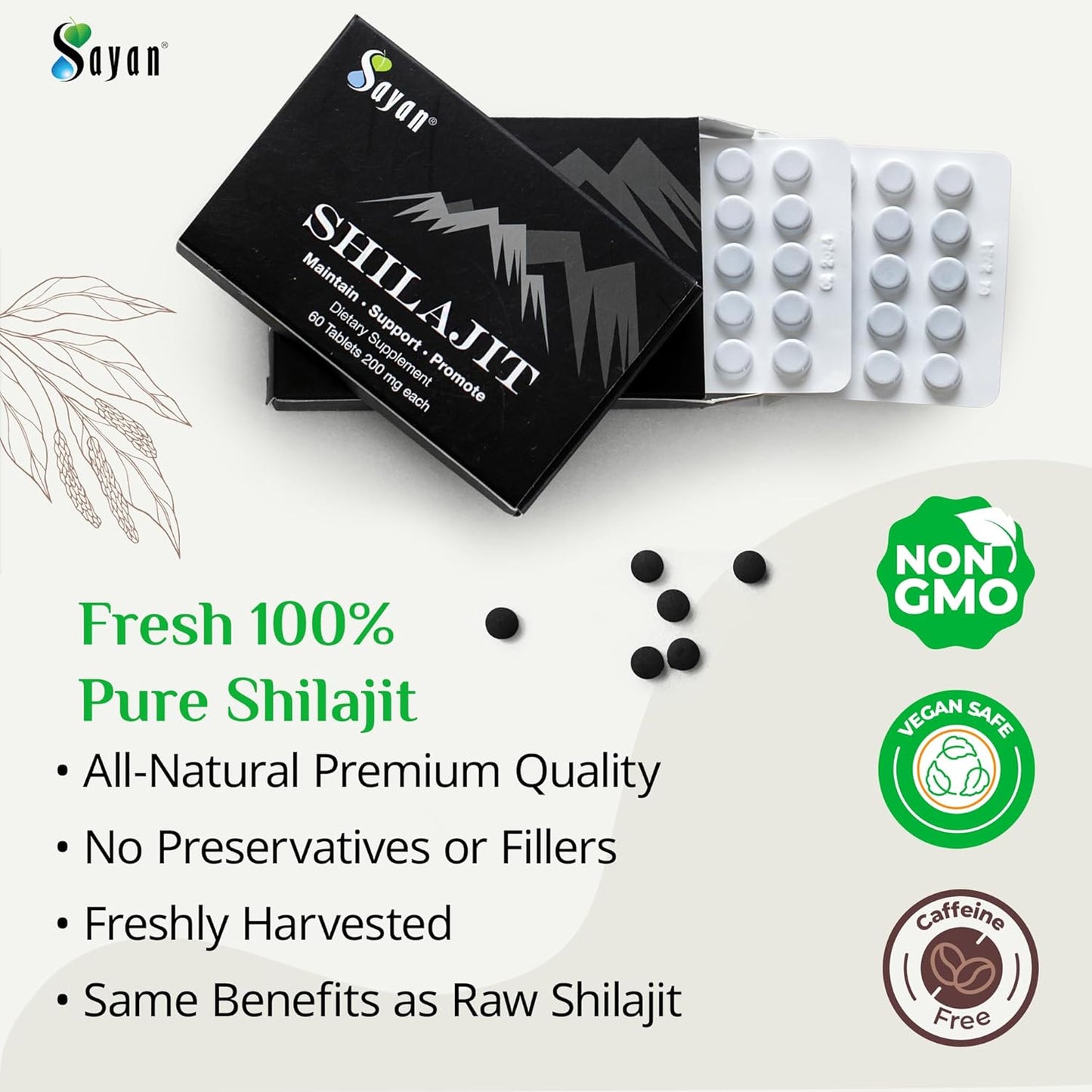 High-Potency Sayan Shilajit Tablets, 24,000mg Supplement with 85+ Trace Minerals, Lab-Tested for Purity - 120 Tablets, 2-4 Month Supply