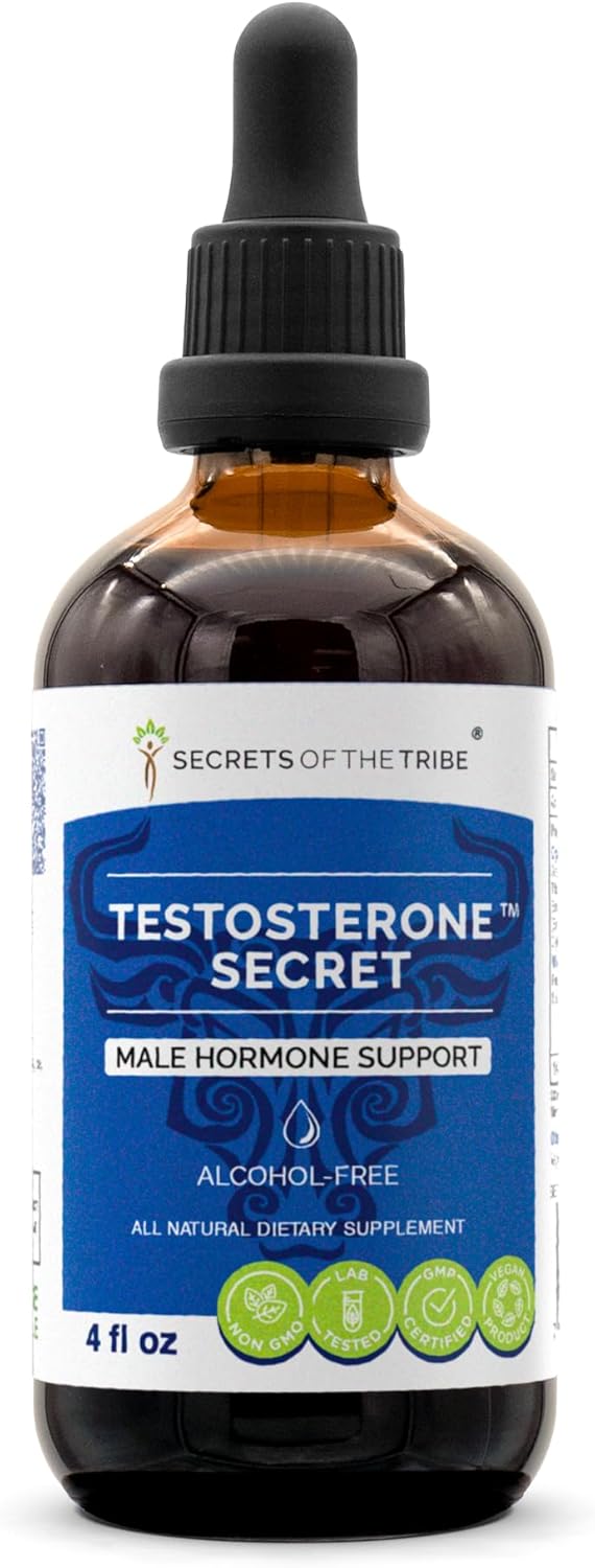 High-Potency Testosterone Support Herbal Drops with Pine Pollen, Astragalus, and Horny Goat Weed - 4 oz Alcohol-Free Tincture