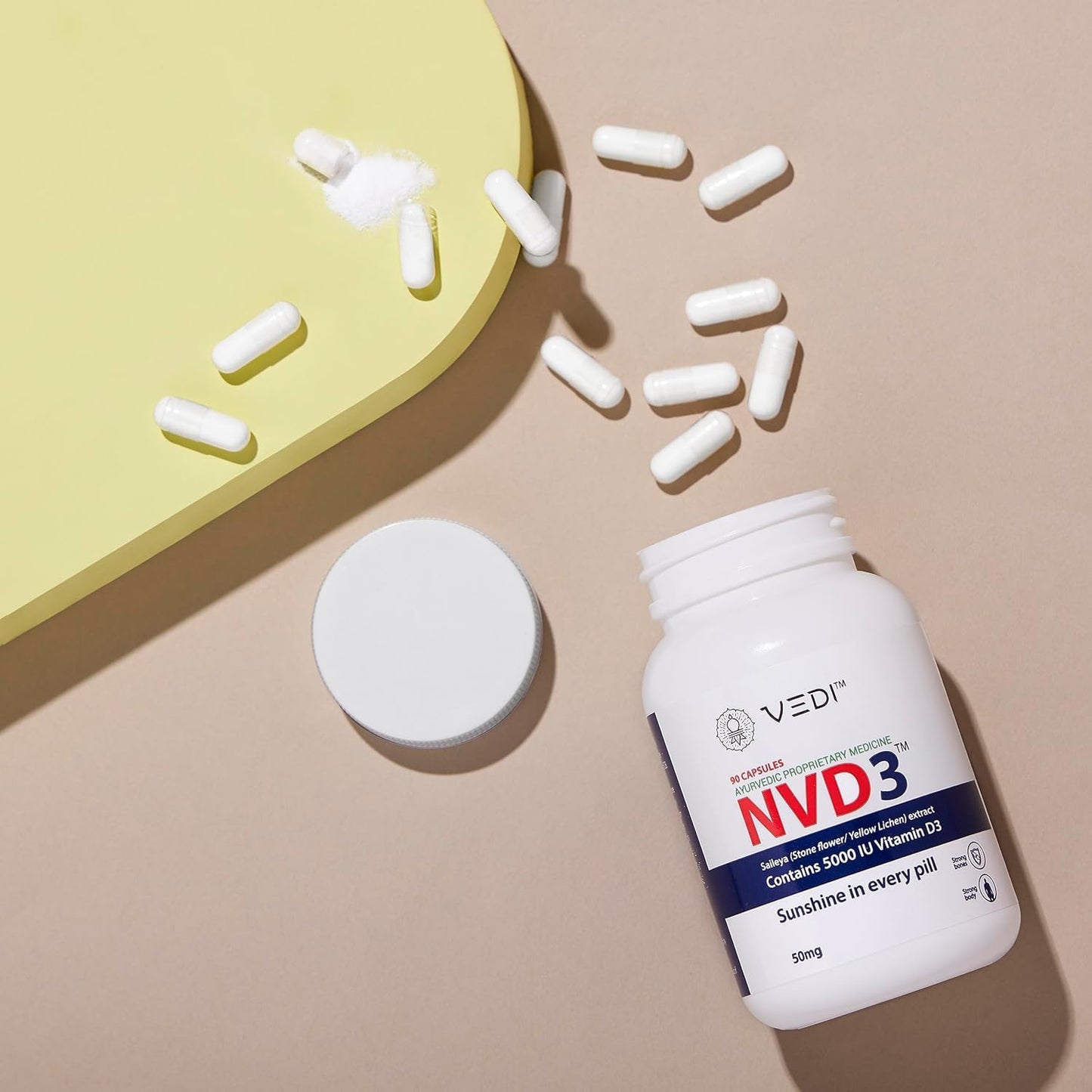 High Potency Vegan Vitamin D3 Supplement | 5000IU | Natural Source for Bone & Joint Health - Supports Calcium Absorption & Immunity