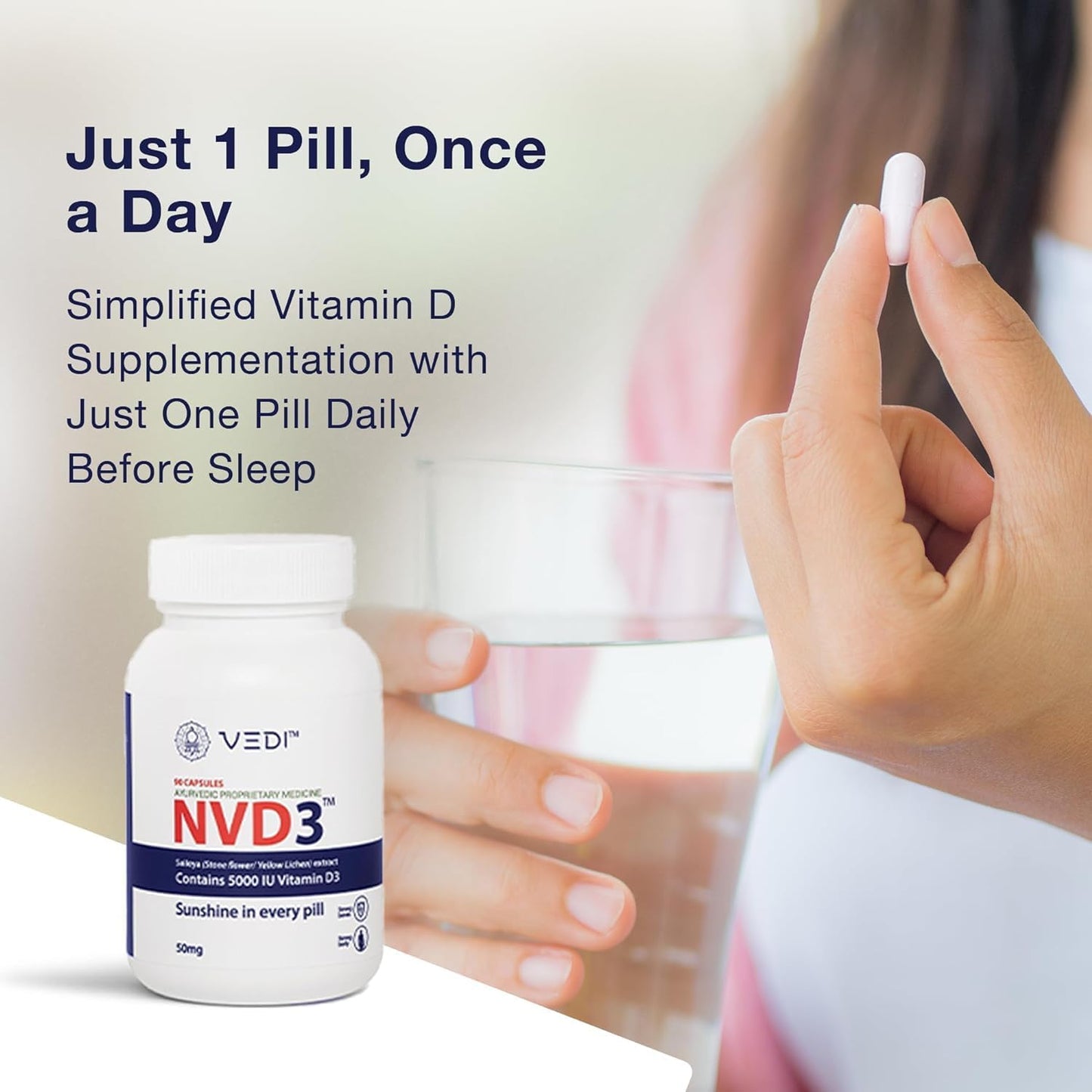 High Potency Vegan Vitamin D3 Supplement | 5000IU | Natural Source for Bone & Joint Health - Supports Calcium Absorption & Immunity
