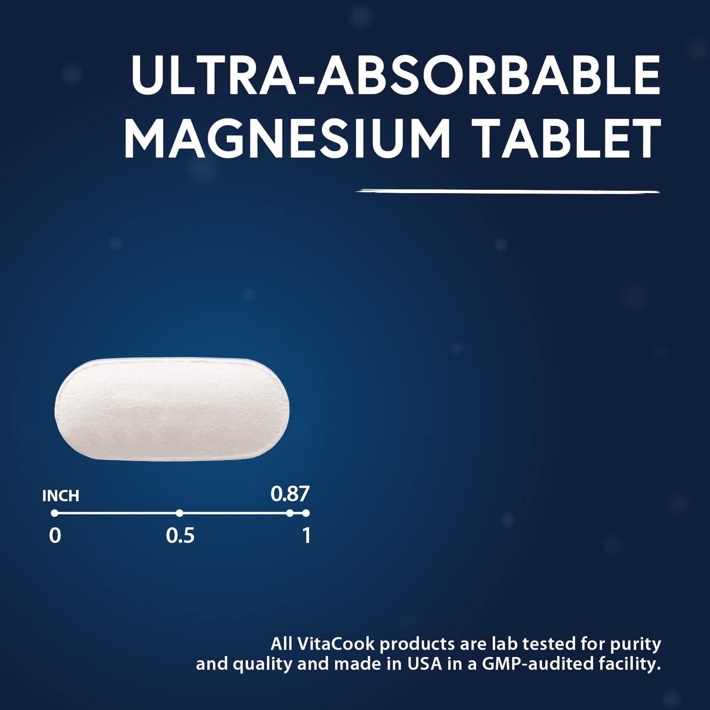High Potency Vitacook Magnesium Glycinate Tablets - 300mg for Calmness, Mood & Heart Support - Non-GMO, Ultra-Absorbable - 90 Count