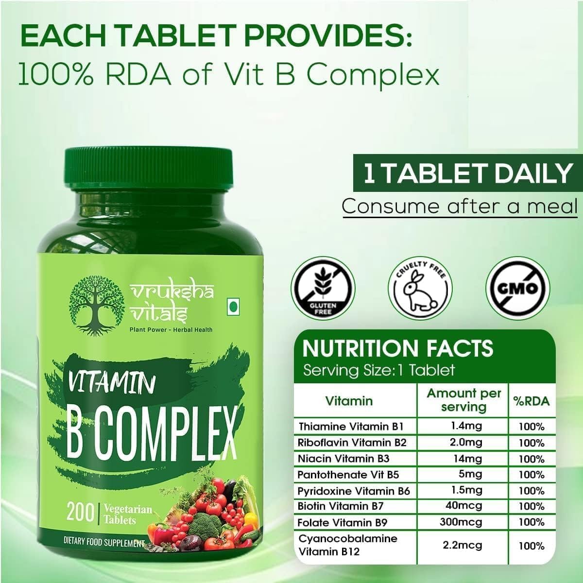 High Potency Vitamin B Complex 100% RDA - 200 Tablets/Capsules - B Vitamins Supplement for Energy and Metabolism Support