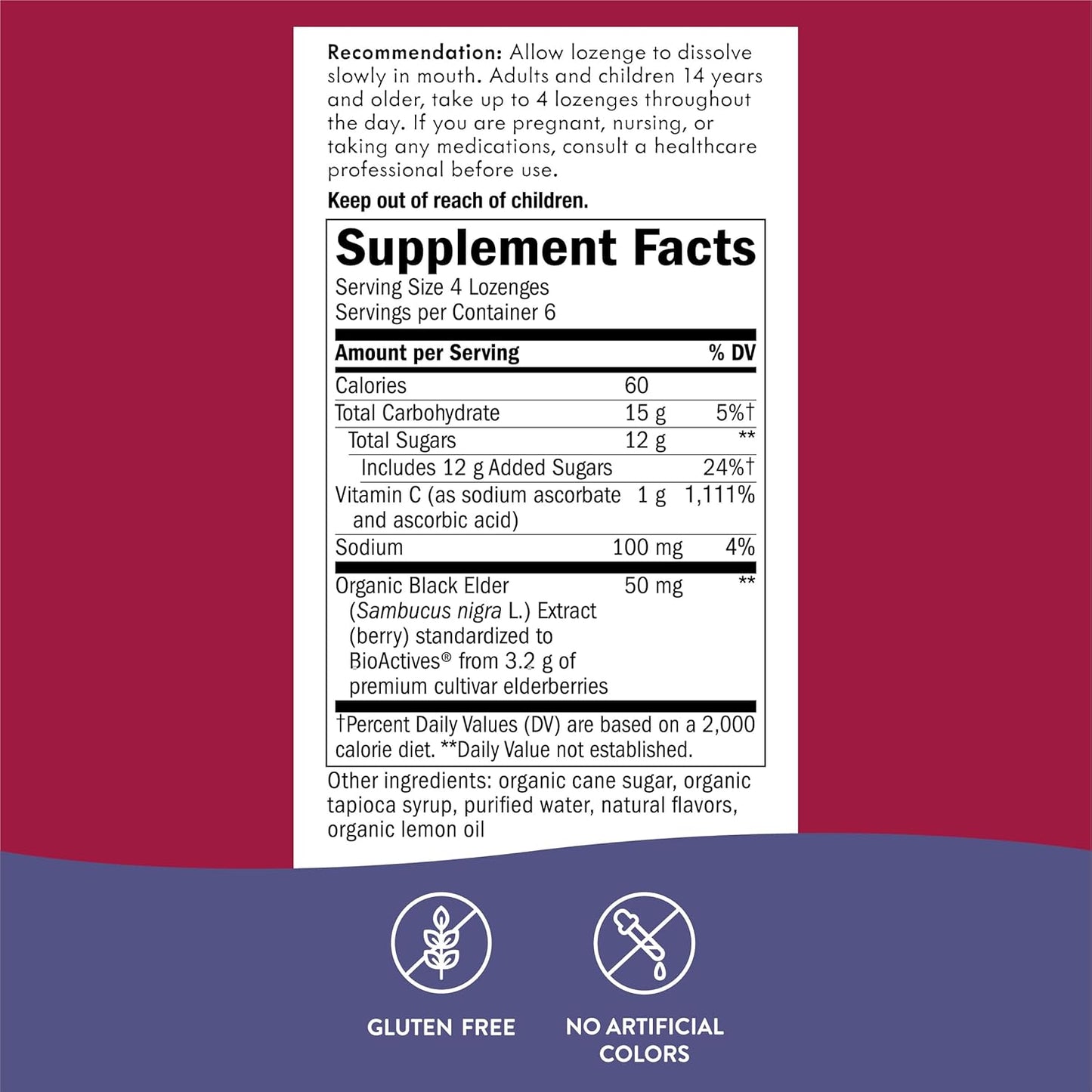 High Potency Vitamin C Elderberry Lozenges by Nature's Way - Immune Support with Elderberry & Wild Cherry Flavor - 24 Count