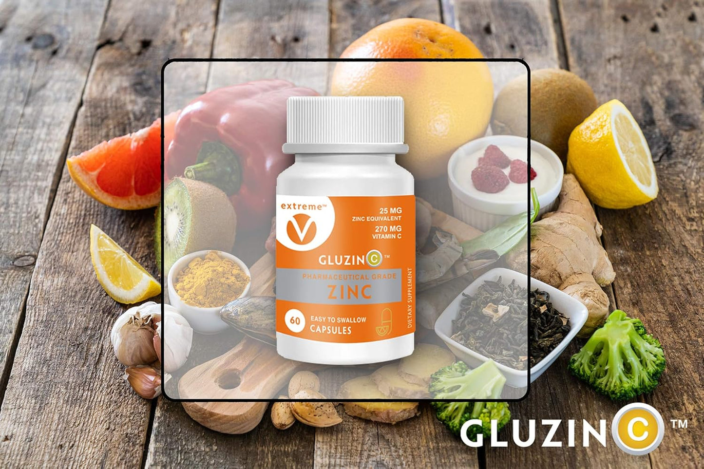 High-Potency Zinc and Vitamin C Power Pack for Mental Sharpness - 2 Bottles, 120 Capsules