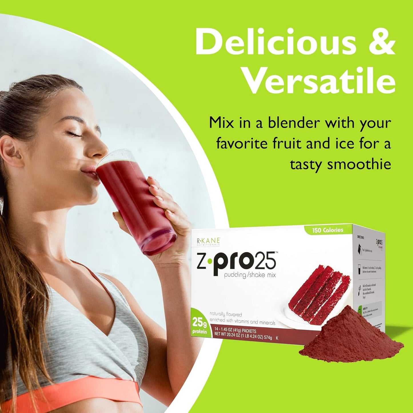 High Protein Low Calorie Red Velvet Protein Shake & Pudding Mix - Meal Replacement Packets with 25g Protein - Breakfast Boost - 14 Packets