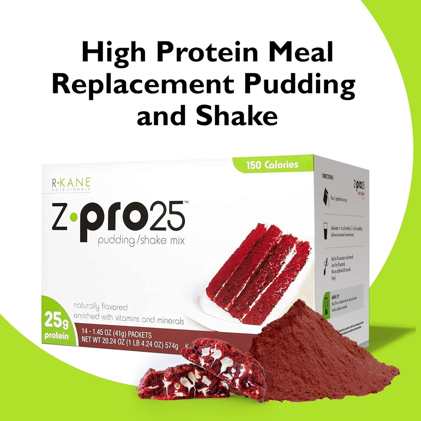 High Protein Low Calorie Red Velvet Protein Shake & Pudding Mix - Meal Replacement Packets with 25g Protein - Breakfast Boost - 14 Packets