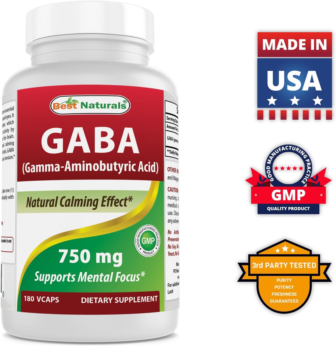 High-Quality 1000mg Glycine and 750mg GABA Supplement for Stress Relief and Sleep Support