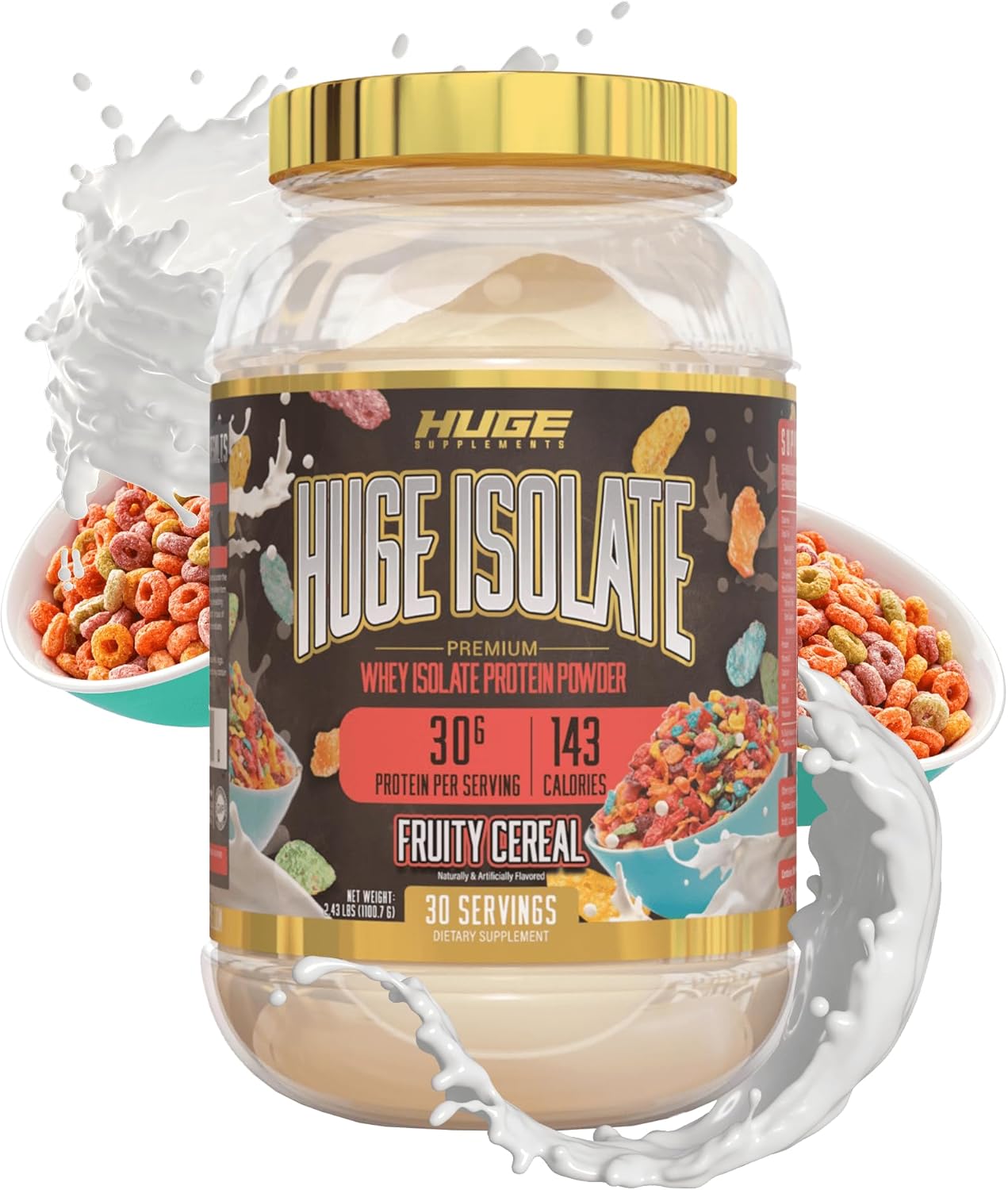 High-Quality Isolate Protein Powder - 30g Protein, Fast Digesting, 14.5g Essential Amino Acids, Fruity Cereal Flavor - 30 Servings