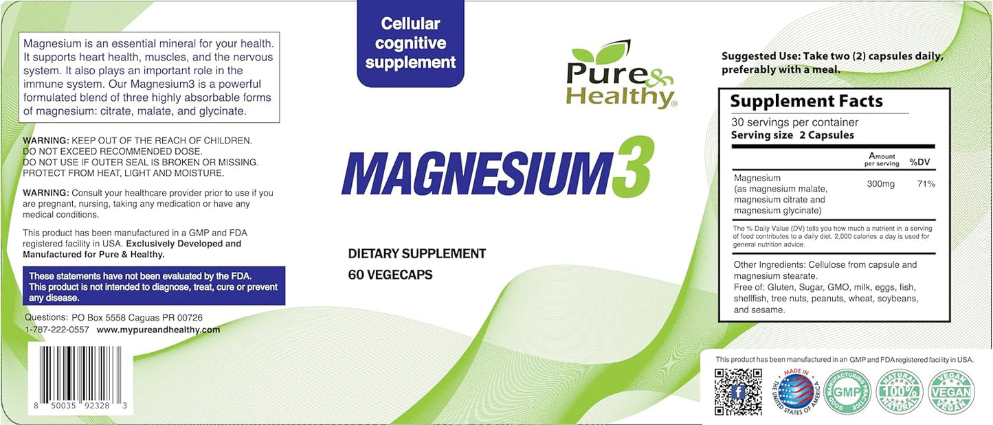 High-Quality Magnesium Supplement with Glycinate, Malate, and Citrate for Muscle, Nerve, Stress, and Energy Support