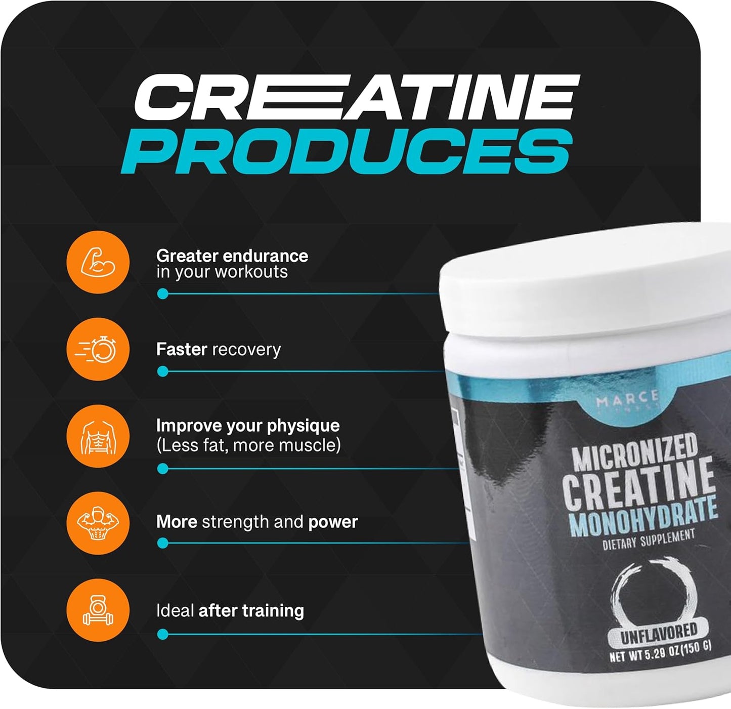 High-Quality Micronized Creatine Monohydrate Supplement by MARCE FITNESS - Improve Performance and Build Muscle