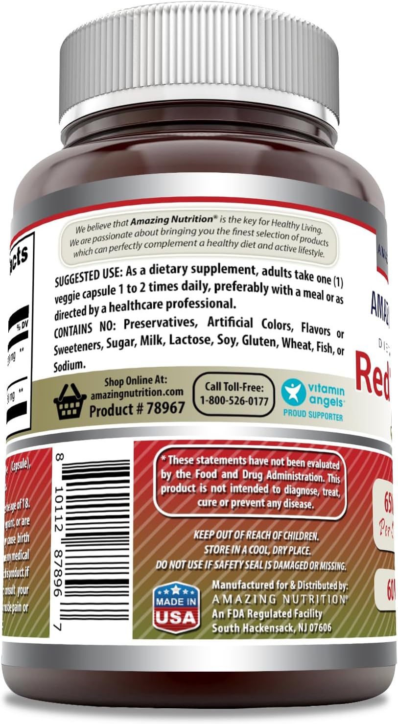 High-Quality Red Yeast Rice 600mg with CoQ10 50mg Veggie Capsules - Non-GMO, Gluten Free, Made in USA - 60 Count