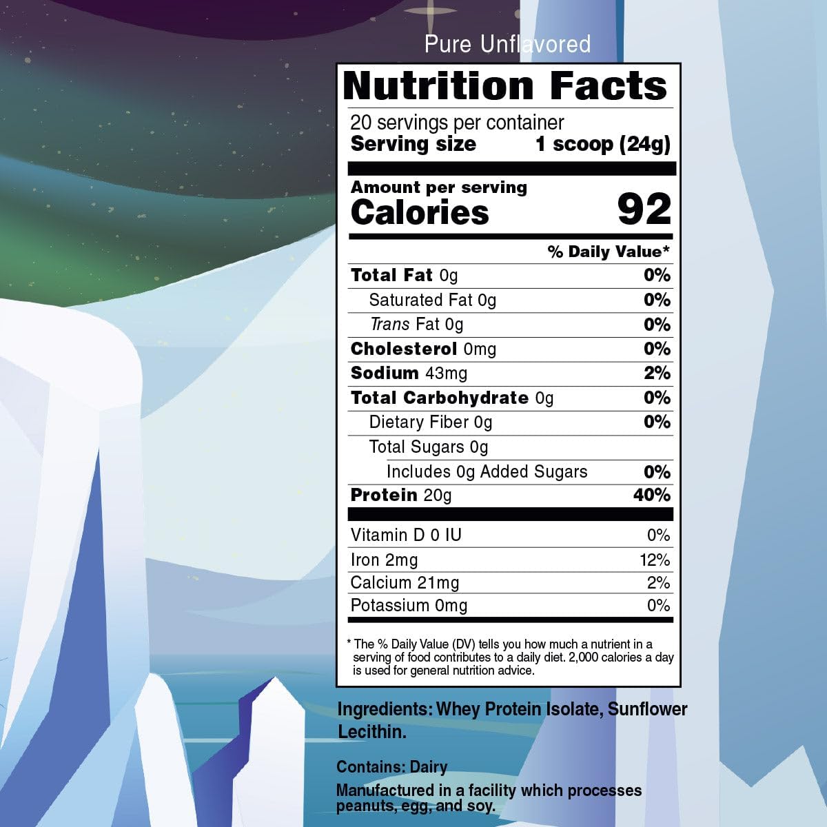 High Quality Unflavored Whey Protein Isolate Powder - 20g Protein per Serving for Bariatric Diets - 20 Servings