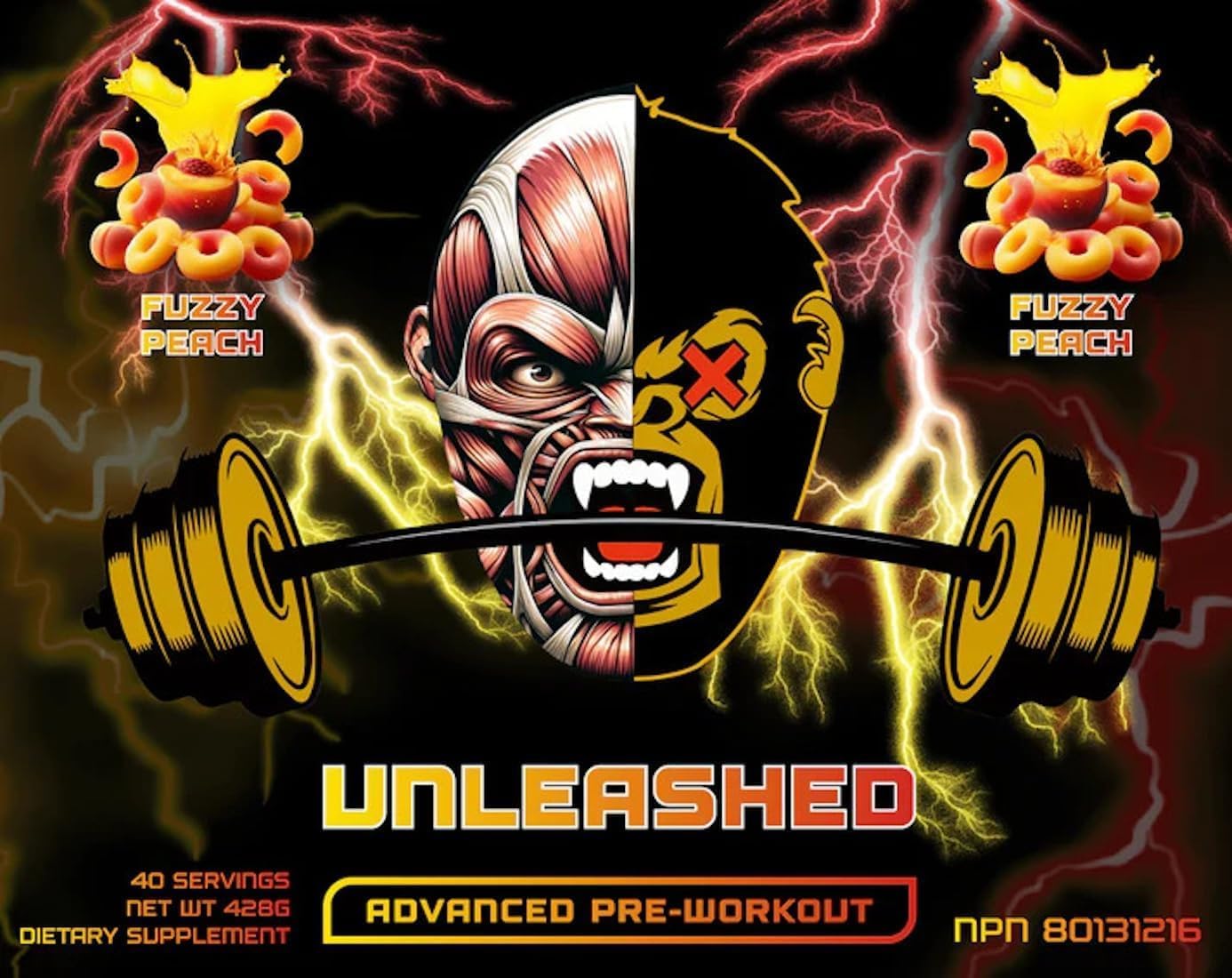 High Stim Pre Workout Powder for Energy, Pumps, Endurance & Focus | APE-X Unleashed Blend with L-Citrulline, Beta Alanine, Alpha GPC, Caffeine | 40 Servings (Fuzzy Peach)
